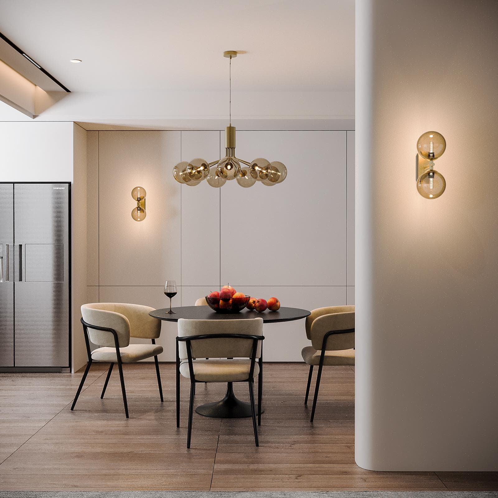 Lampada sospesa da interno 44,4x161h cm in vetro soffiato champagne