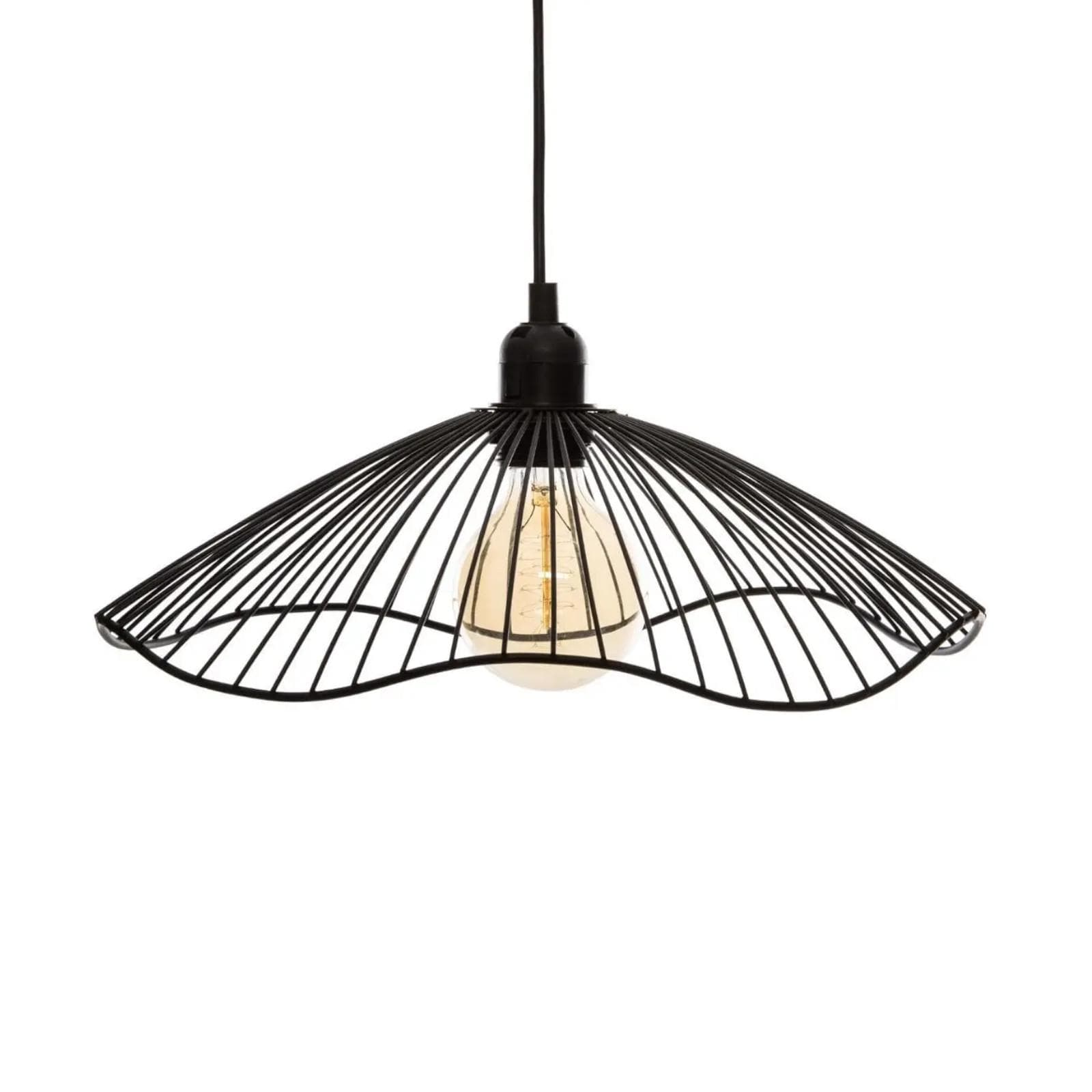 Lampada sospesa rotonda 34 cm metallo nero