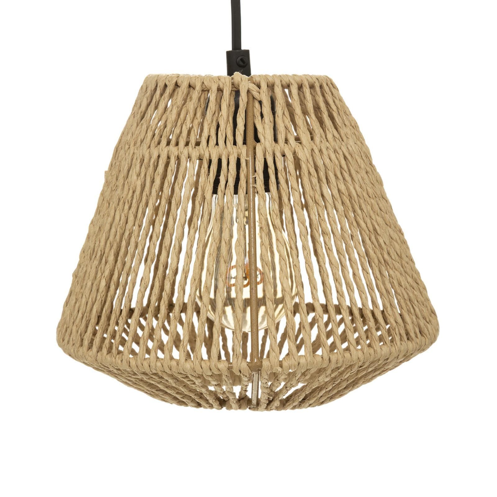 Lampada sospesa h 95 cm intreccio in corda naturale con 3 punti luce - Margot