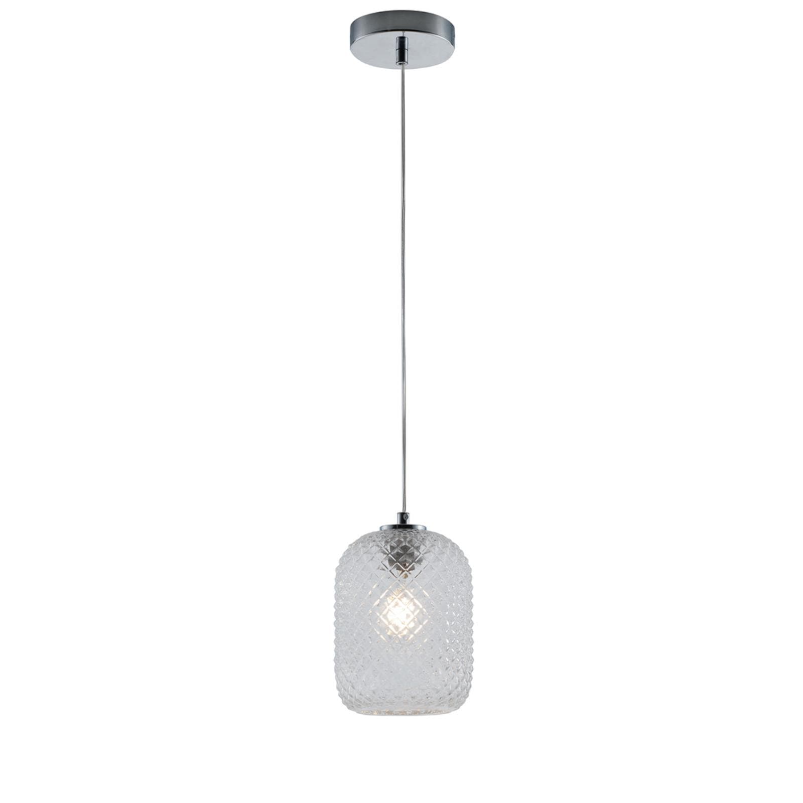 Lampada a sospensione per interno 15x150h cm in vetro sfaccettato trasparente