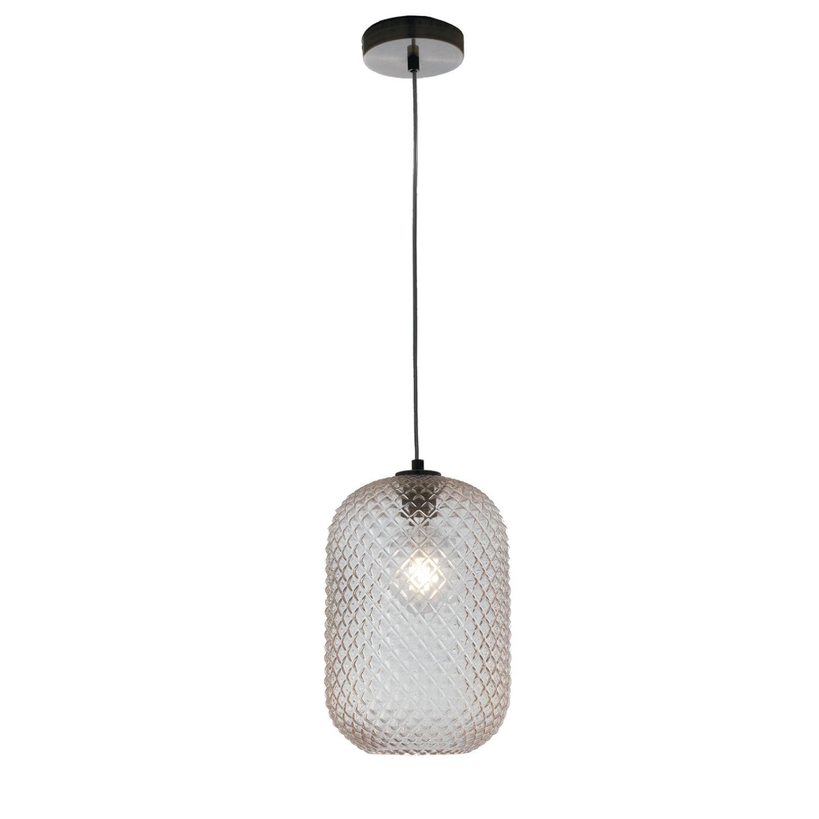 Lampada a sospensione per interno 20x150h cm in vetro sfaccettato ambra