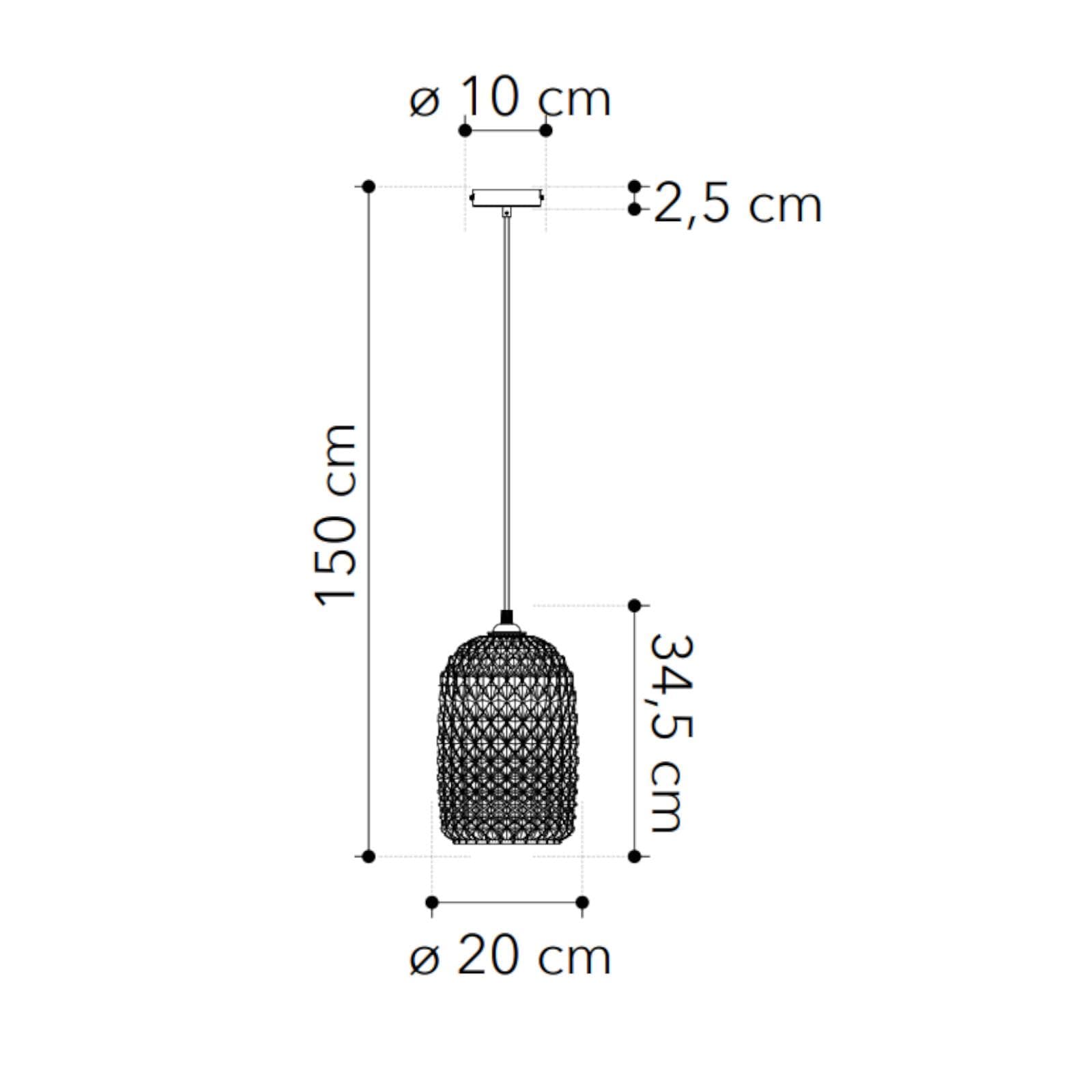 Lampada a sospensione per interno 20x150h cm in vetro sfaccettato ambra