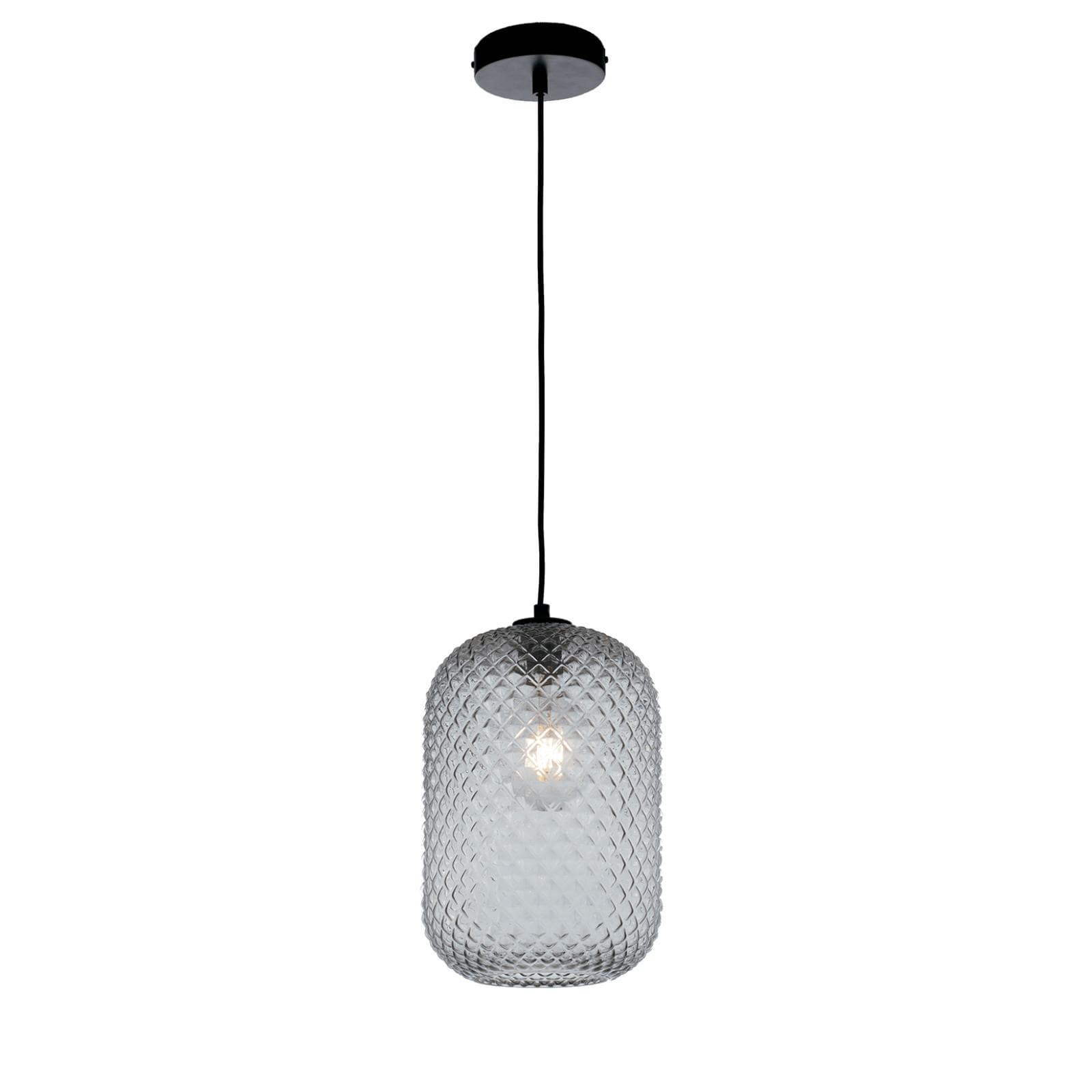Lampada a sospensione per interno 20x150h cm in vetro sfaccettato fumè