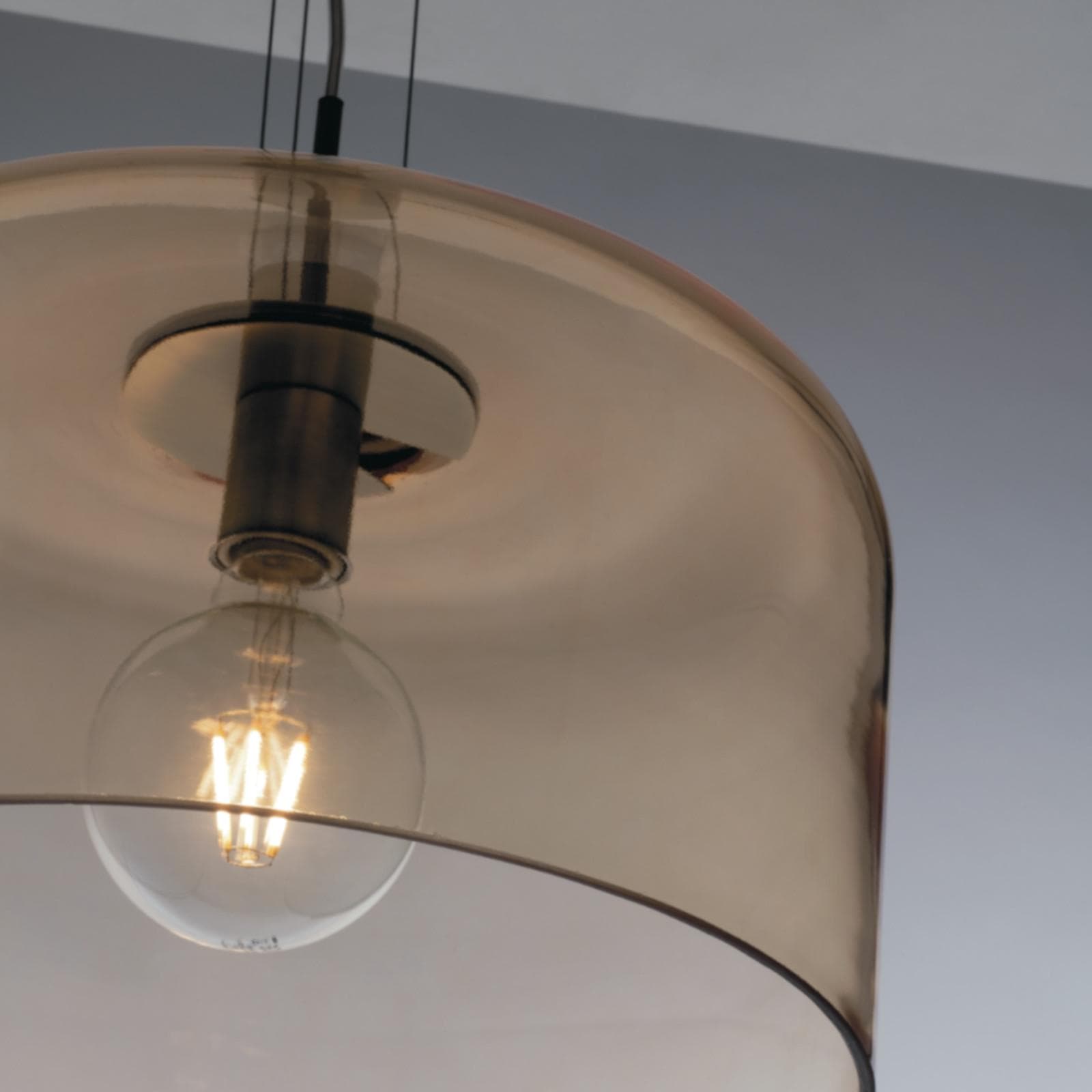 Lampada a sospensione per interno 30x150h cm in vetro ambra lucido