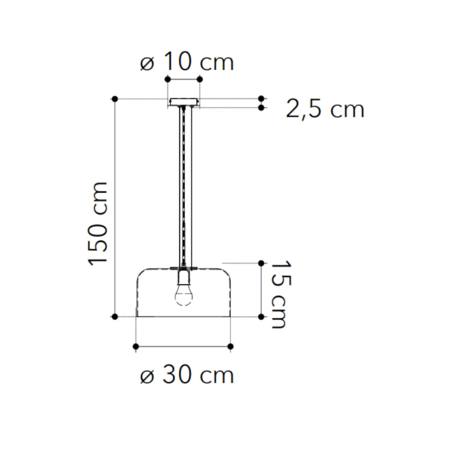 Lampada a sospensione per interno 30x150h cm in vetro ambra lucido