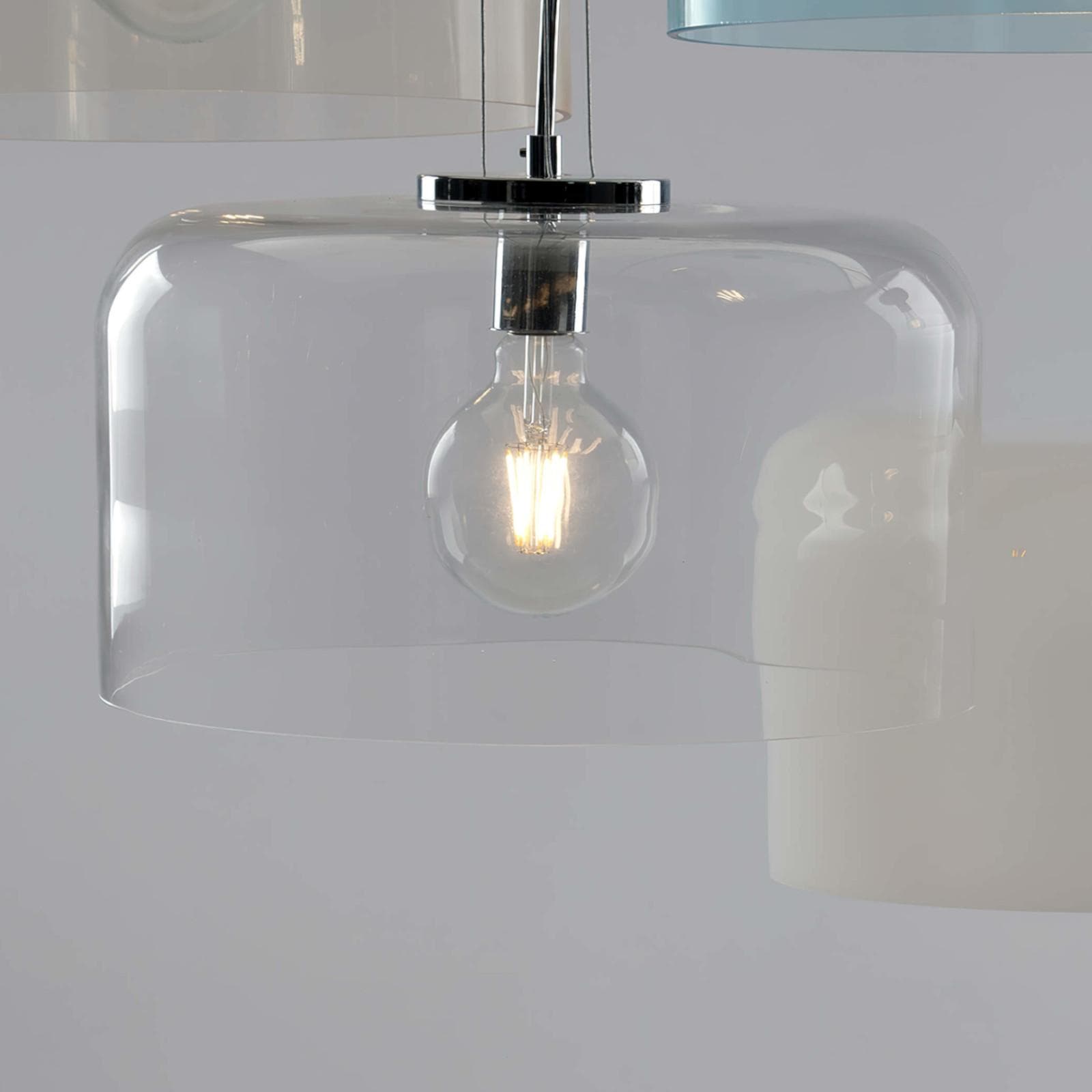 Lampada a sospensione per interno 30x150h cm in vetro trasparente lucido