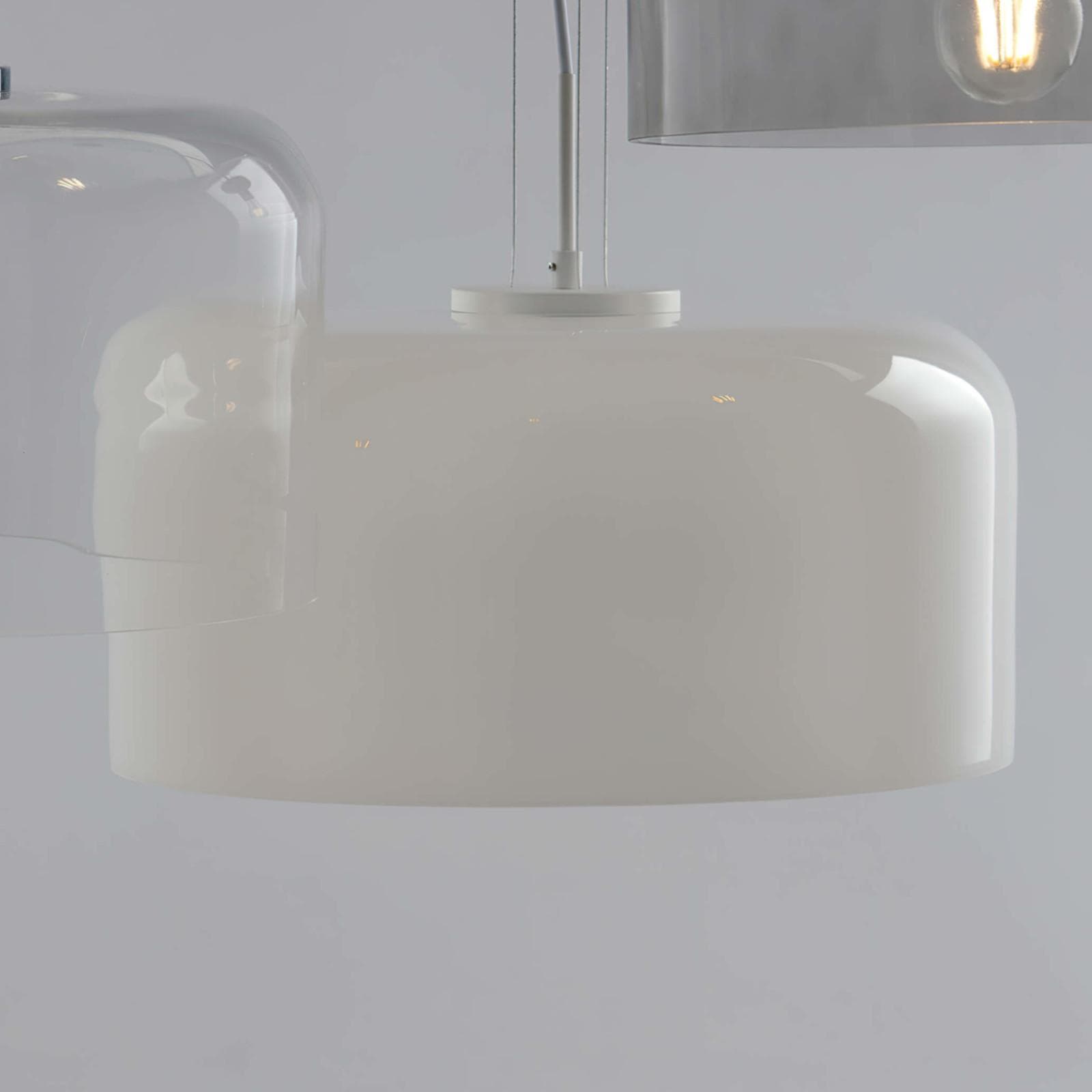 Lampada a sospensione per interno 35x150h cm in vetro bianco lucido