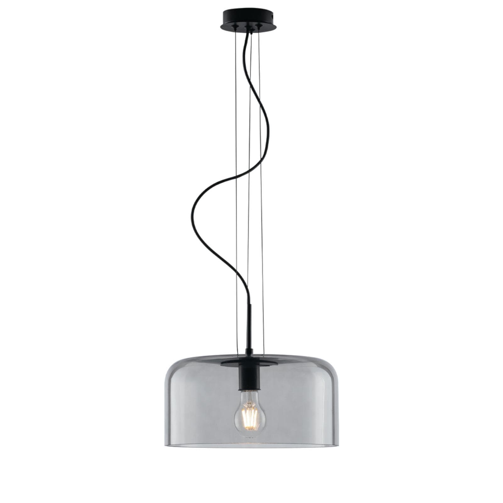 Lampada a sospensione per interno 35x150h cm in vetro fumè lucido