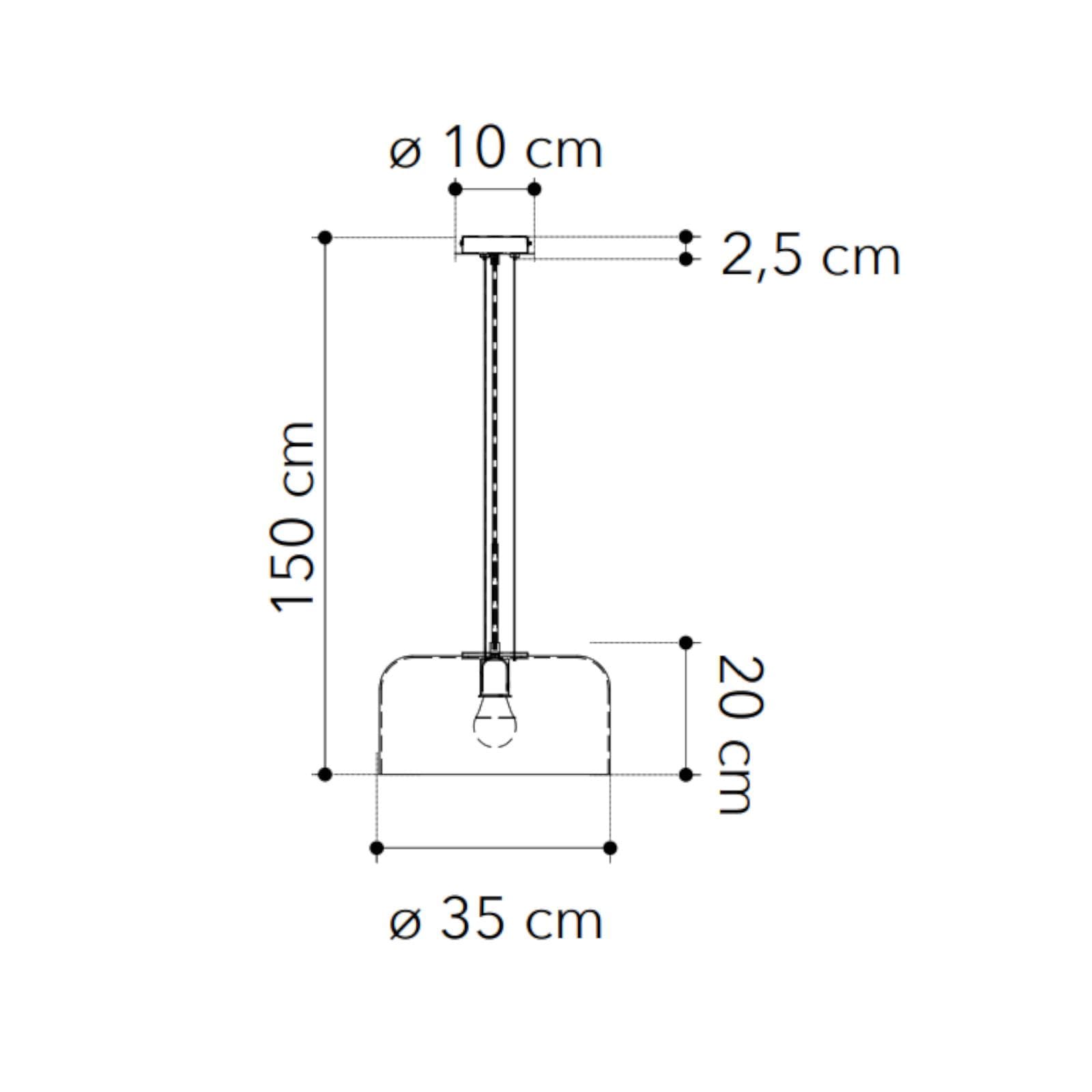 Lampada a sospensione per interno 35x150h cm in vetro fumè lucido