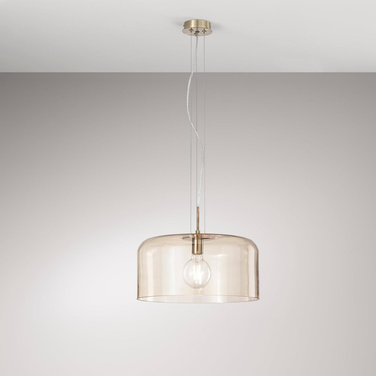Lampada a sospensione per interno 40x150h cm in vetro ambra lucido