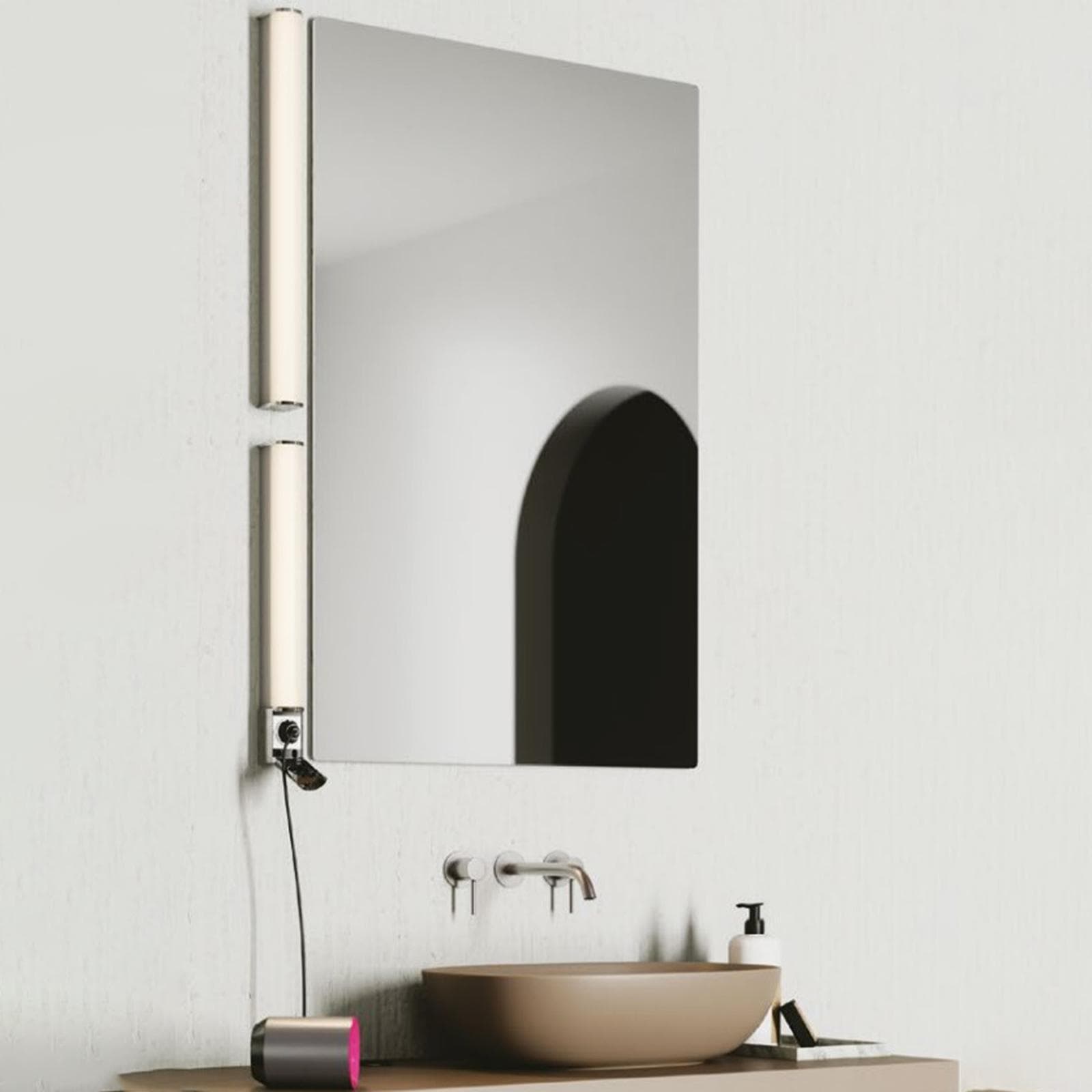 Lampada applique LED 49 cm in alluminio cromato e diffusore bianco