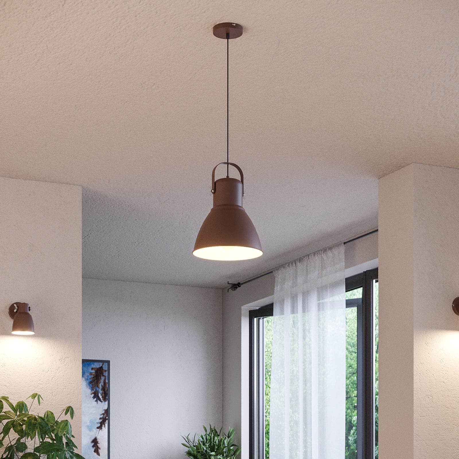 Lampada da soffitto 184h cm in metallo marrone