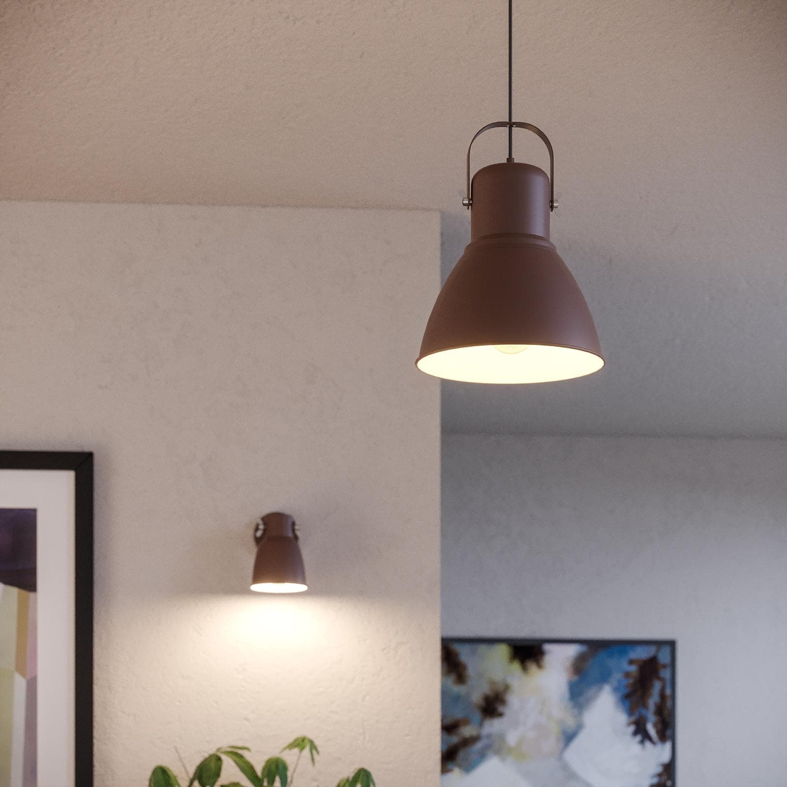 Lampada da soffitto 184h cm in metallo marrone