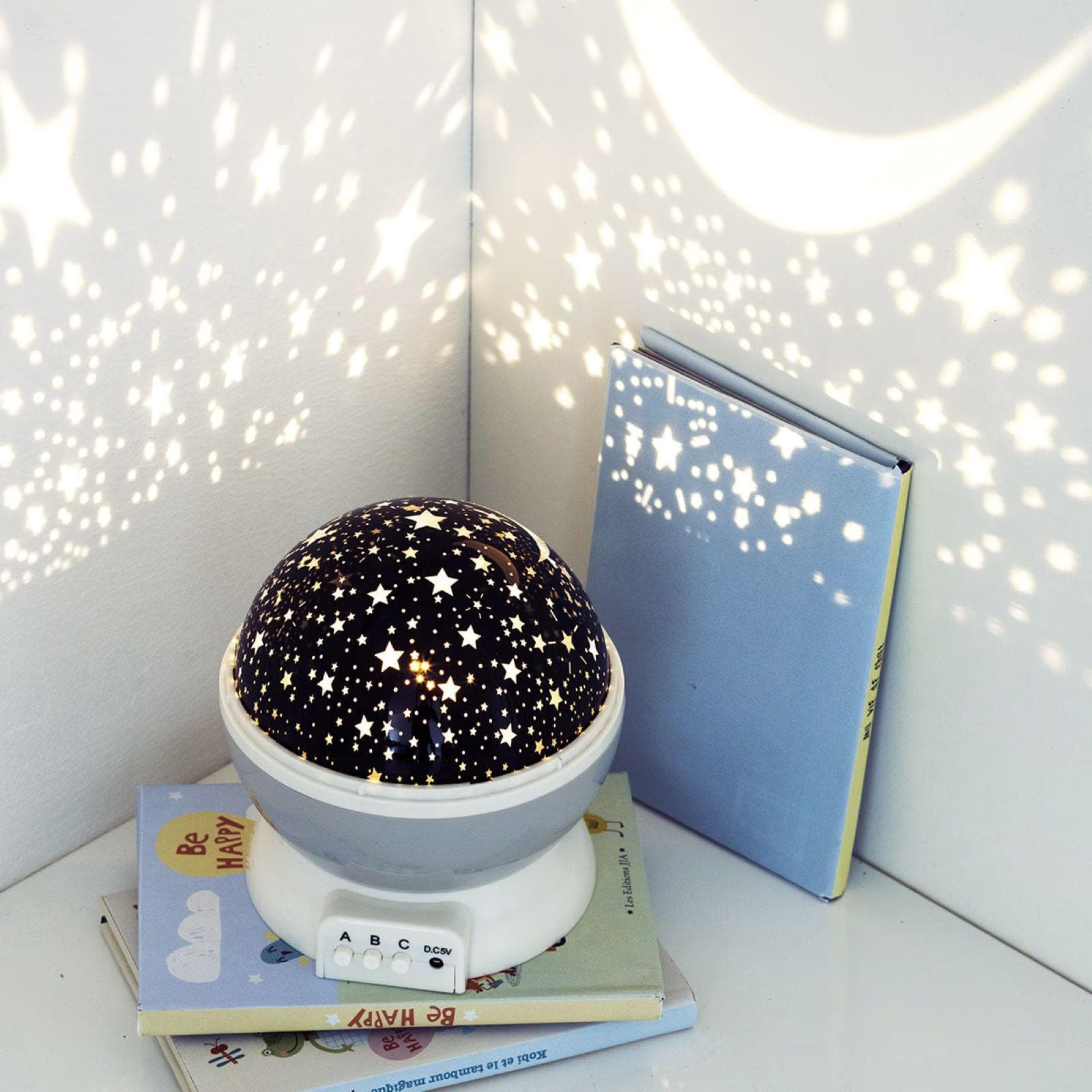 Lampada da tavolo 14h cm proiettore stelle con base grigio - Kids