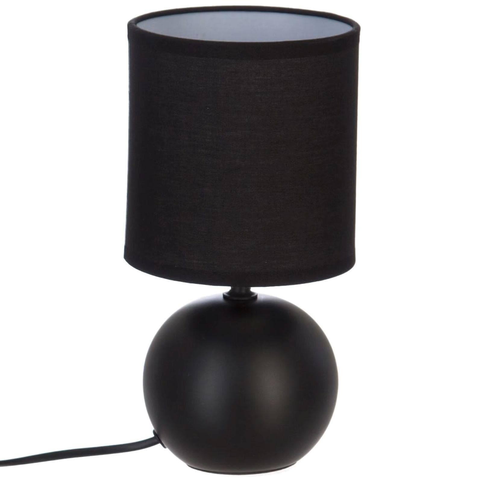 Lampada da tavolo 25h cm in ceramica e paralume in cotone nero opaco - Cleopatra