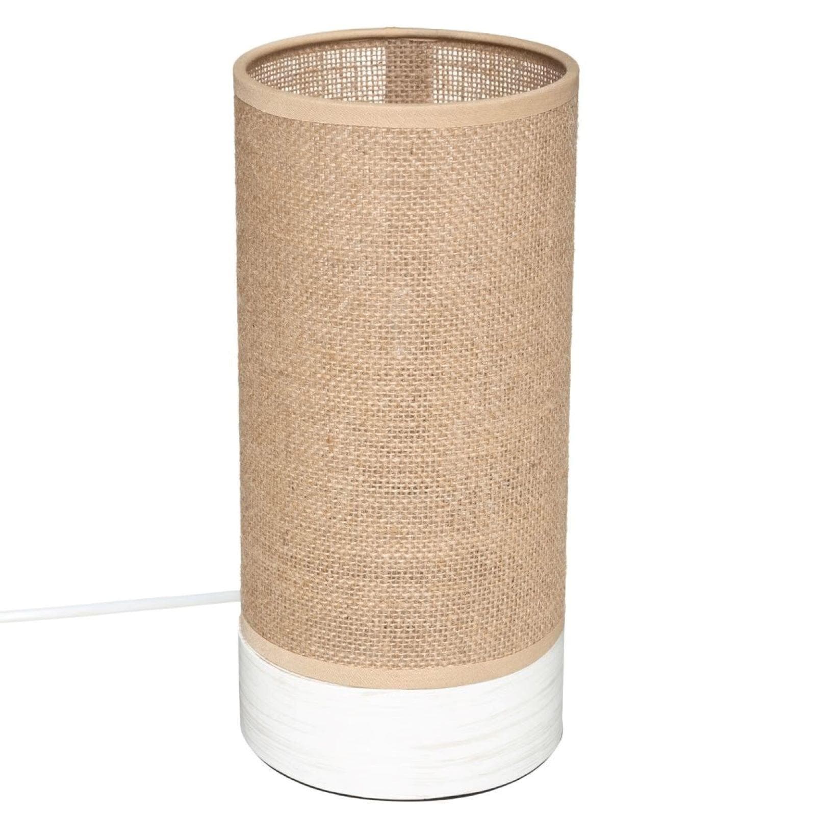 Lampada da tavolo 27 h cm in lino naturale e base in legno di pino