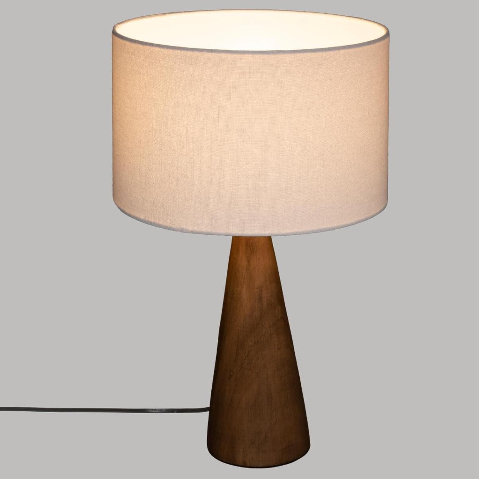 Lampada da tavolo 46 h cm in legno di pino e paralume in cotone
