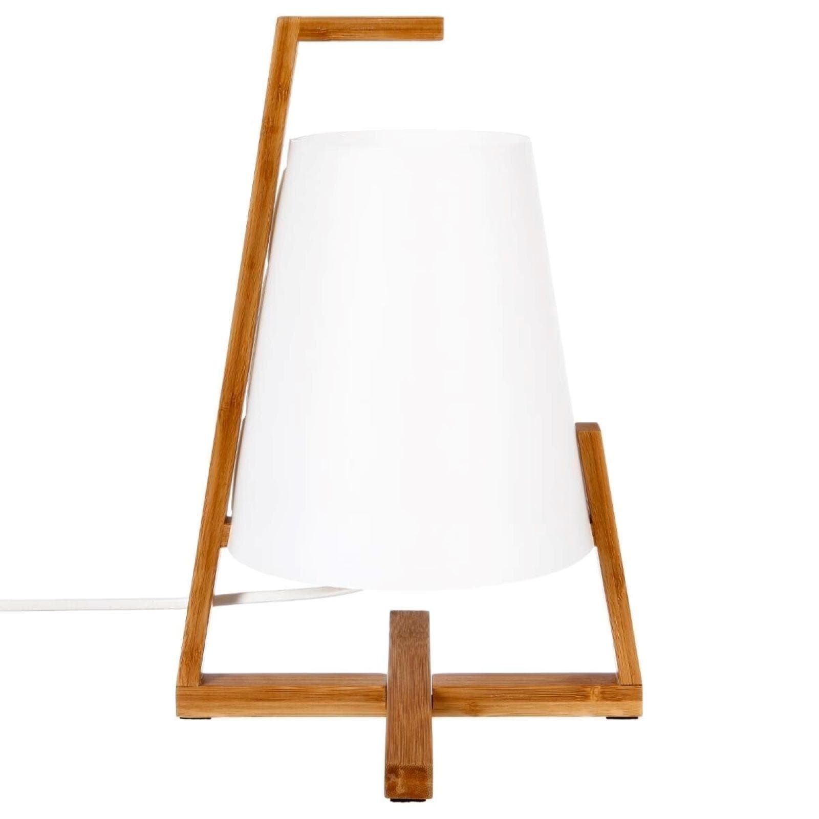 Lampada da tavolo 32h cm in bambù e paralume bianco