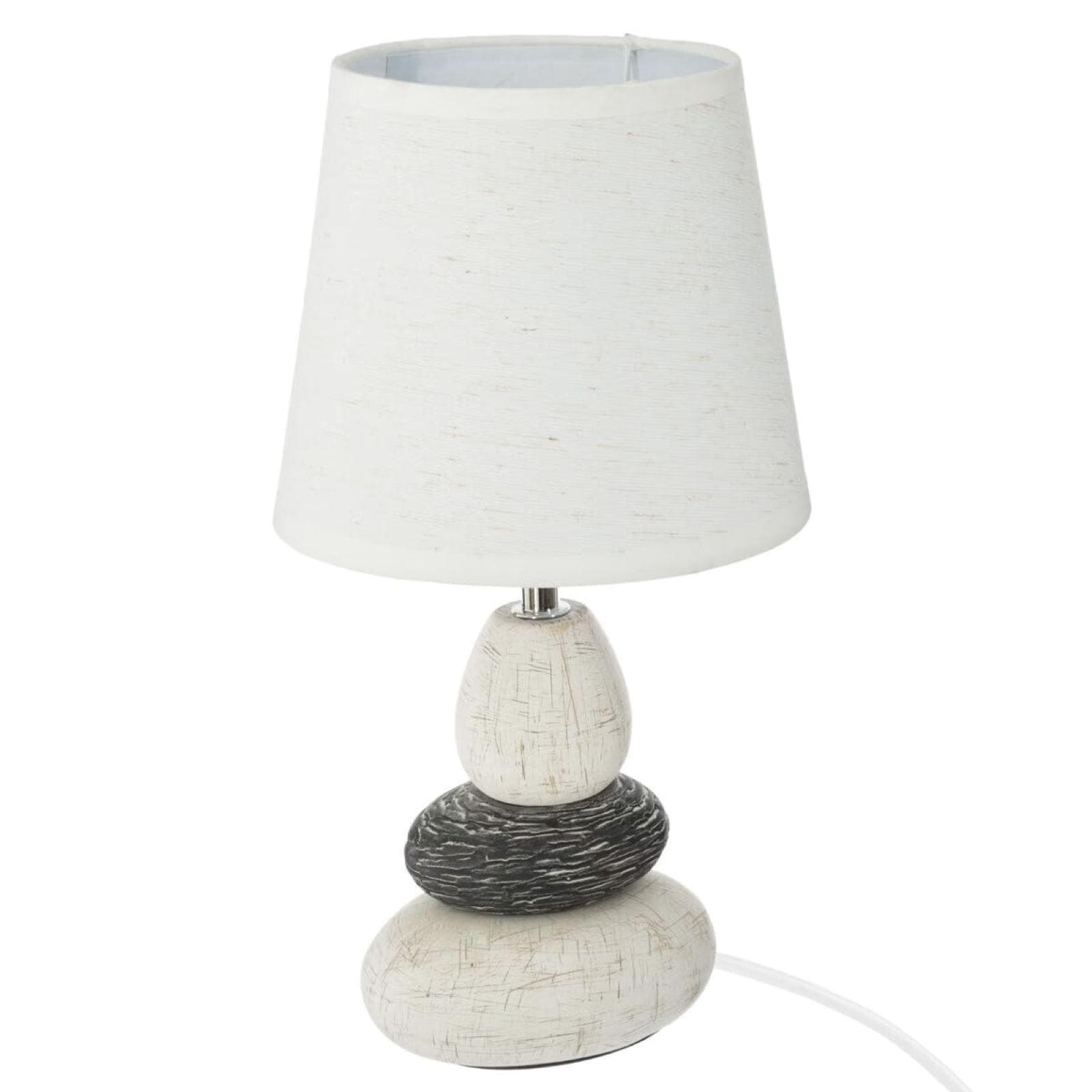 Lampada da tavolo 33h cm in ceramica effetto pietra grigio e bianco