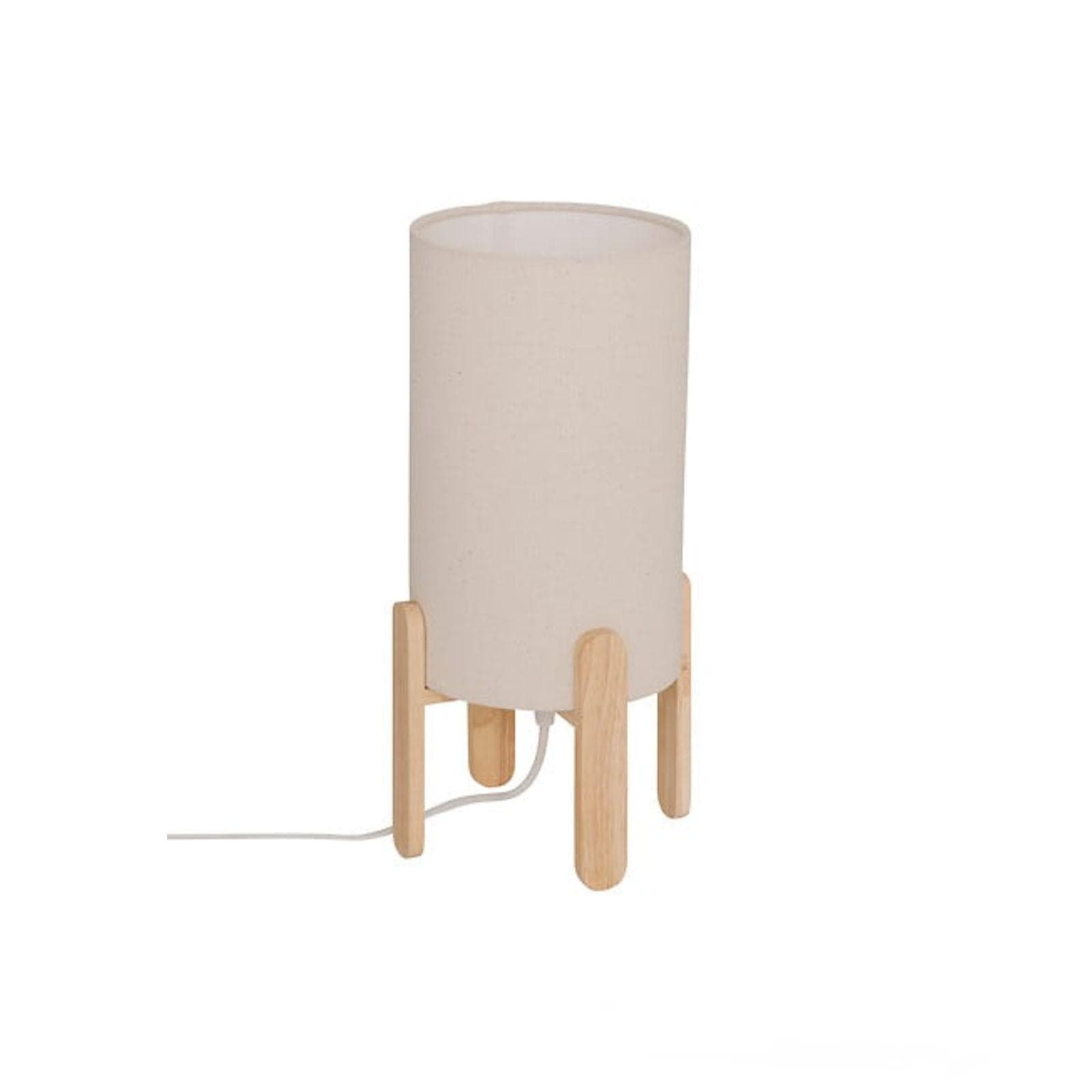 Lampada da tavolo 37h cm in legno naturale e tessuto beige - Cocora