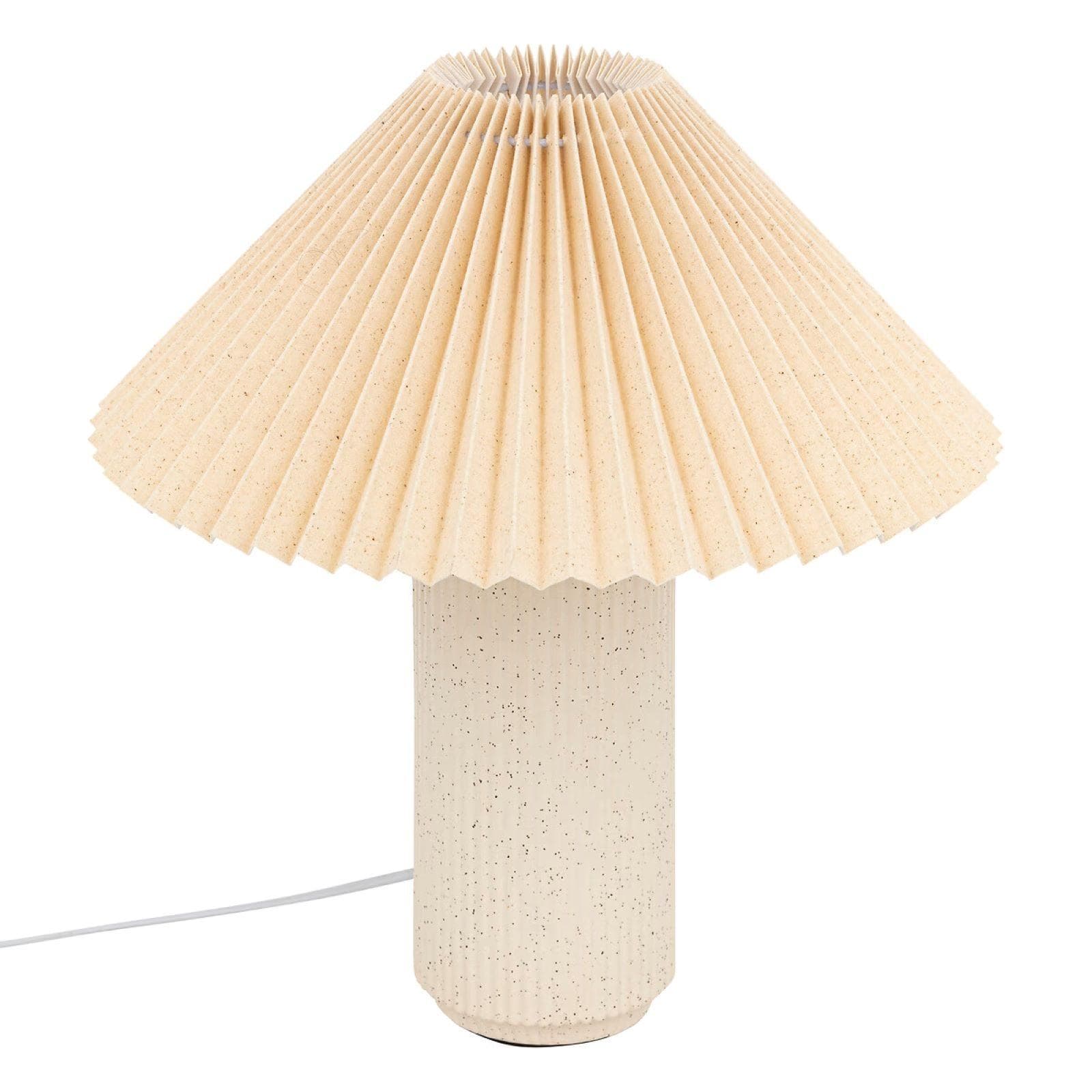 Lampada da tavolo 38h cm in porcellana beige e paralume plissettato
