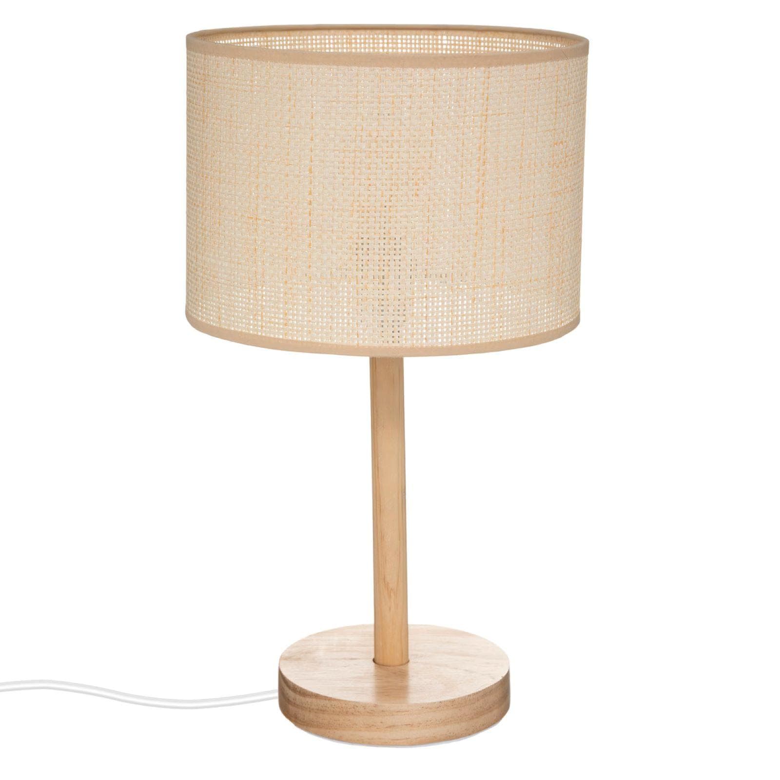 Lampada da tavolo 42 h cm in legno di pino con paralume in paglia di riso