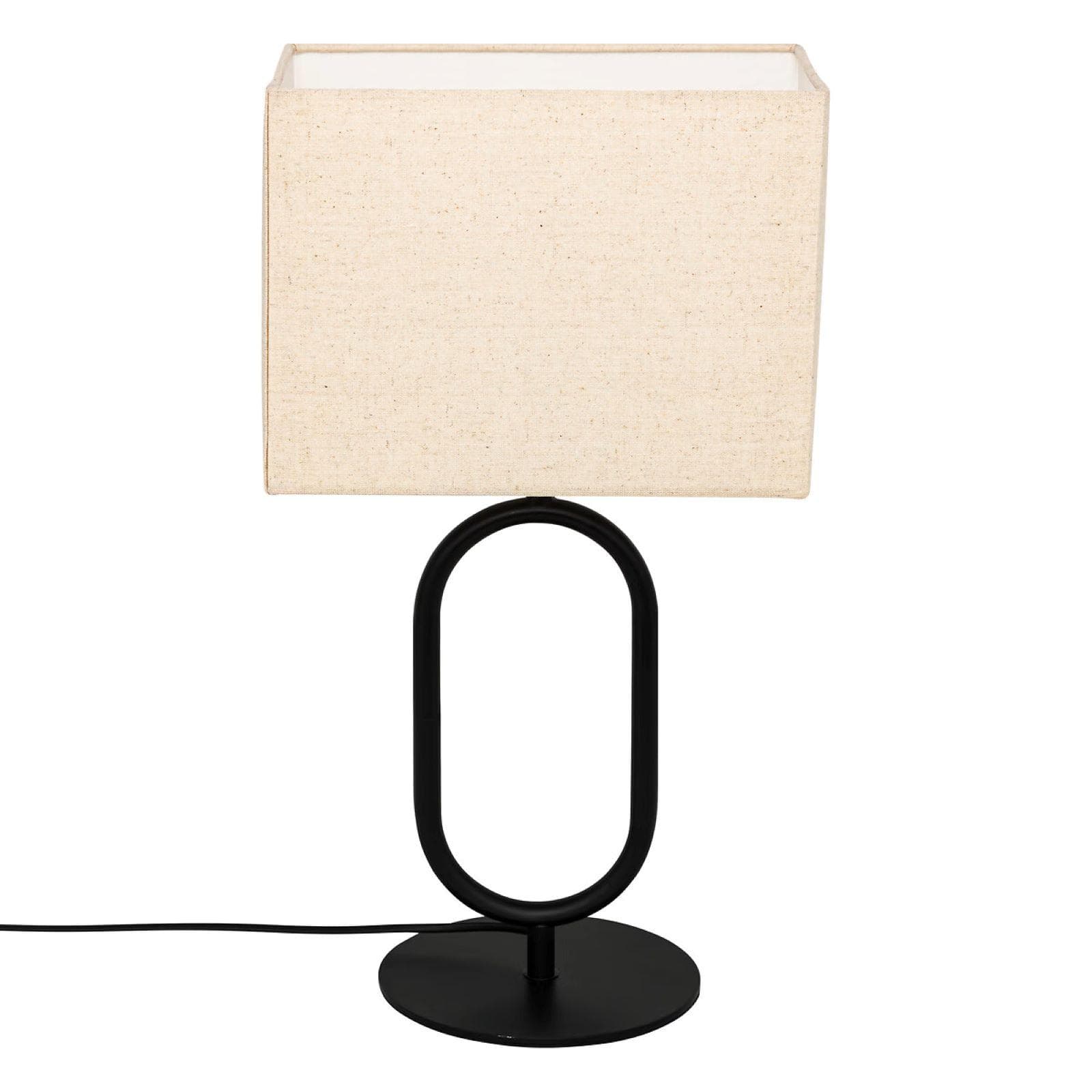 Lampada da tavolo 52h cm in metallo nero e paralume in lino