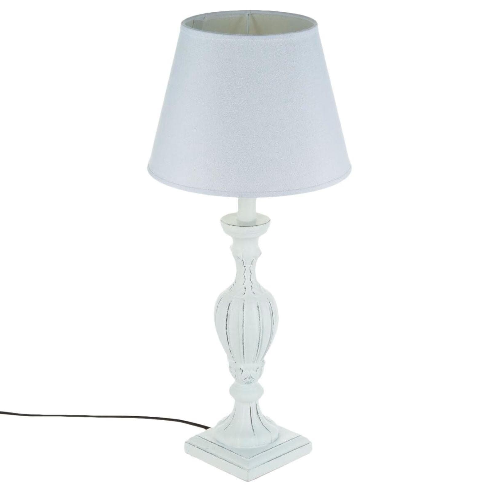 Lampada da tavolo 54 h cm con paralume in tessuto e struttura bianco anticato