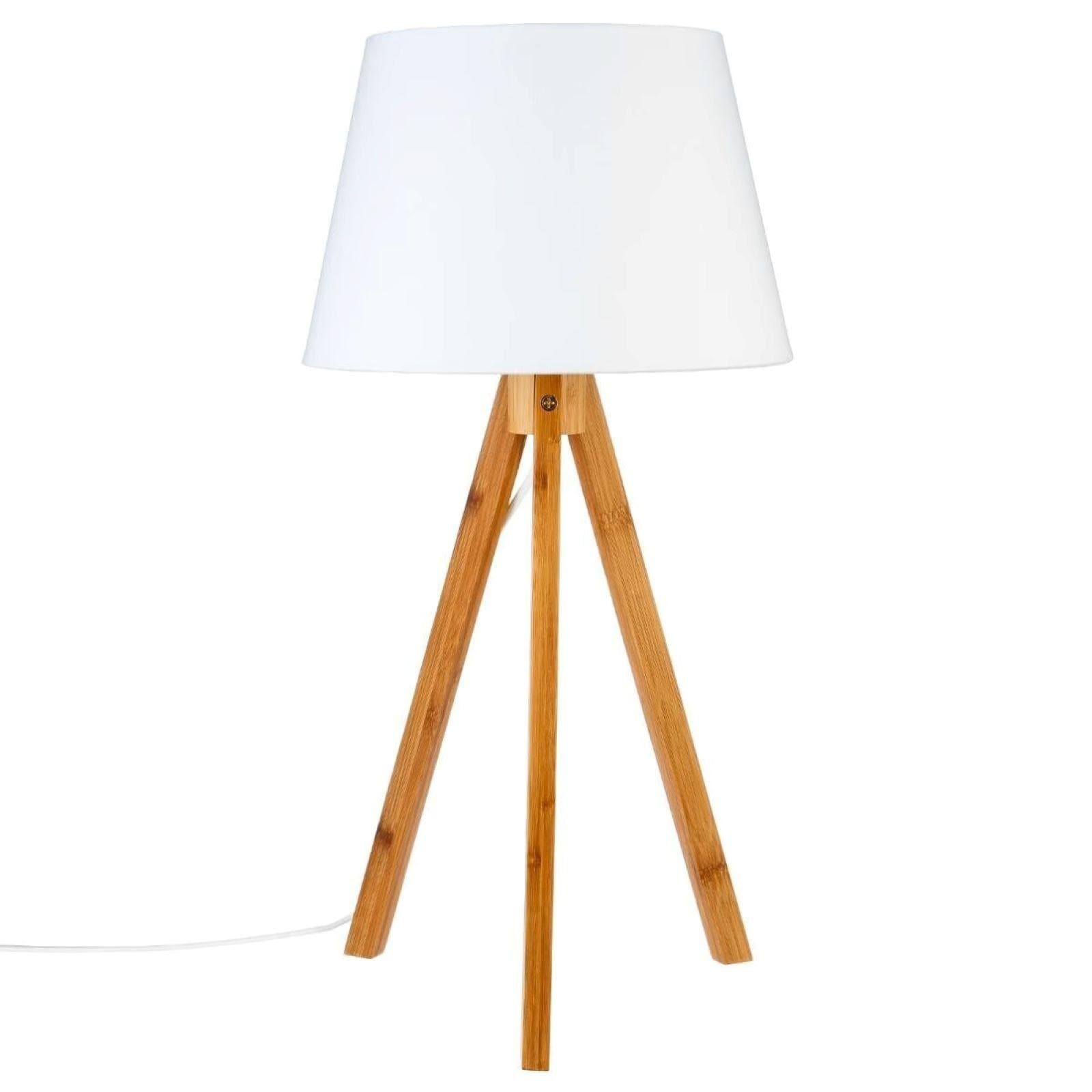 Lampada da tavolo 55h cm in bambù naturale e paralume bianco