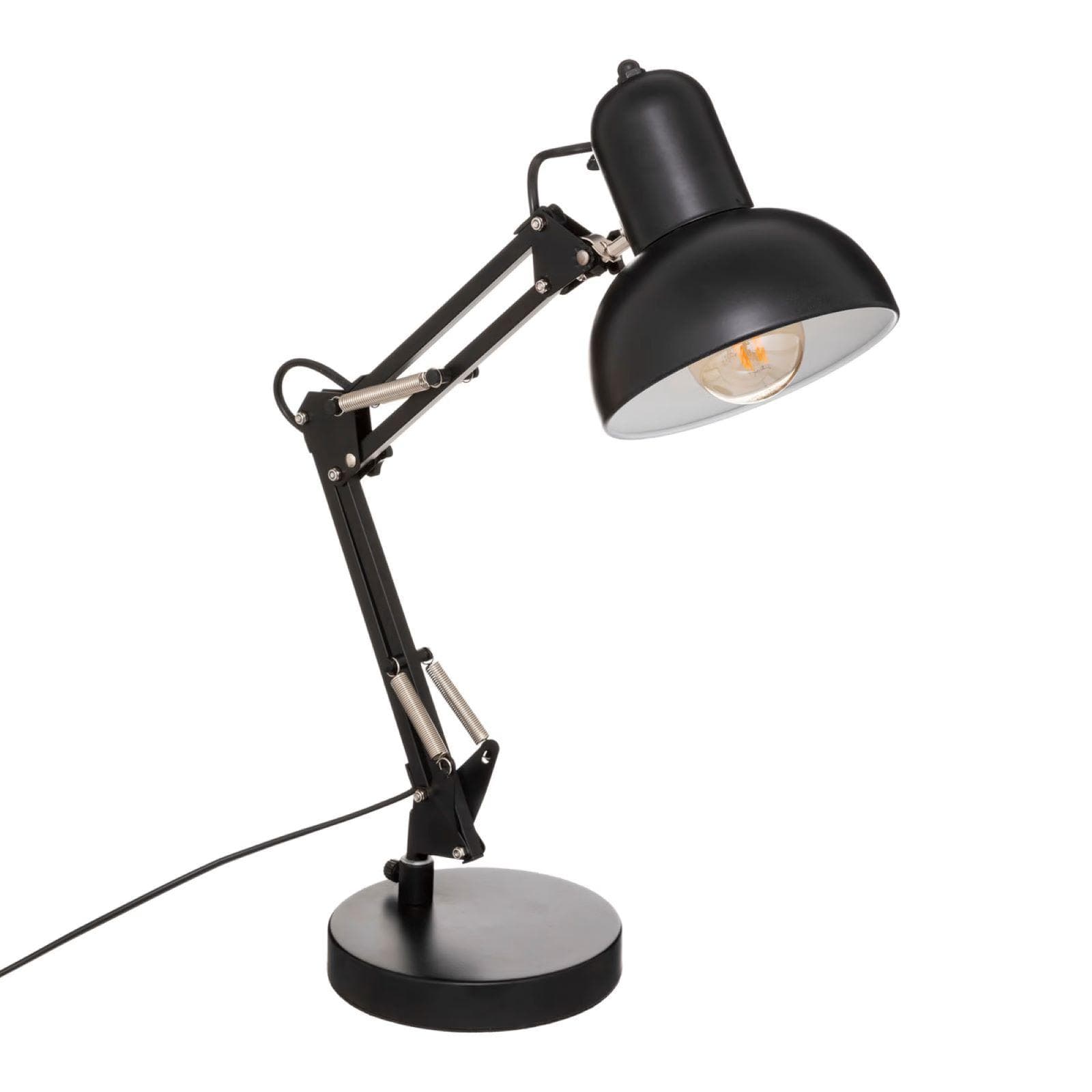 Lampada da tavolo 56h cm in metallo nero e bianco regolabile