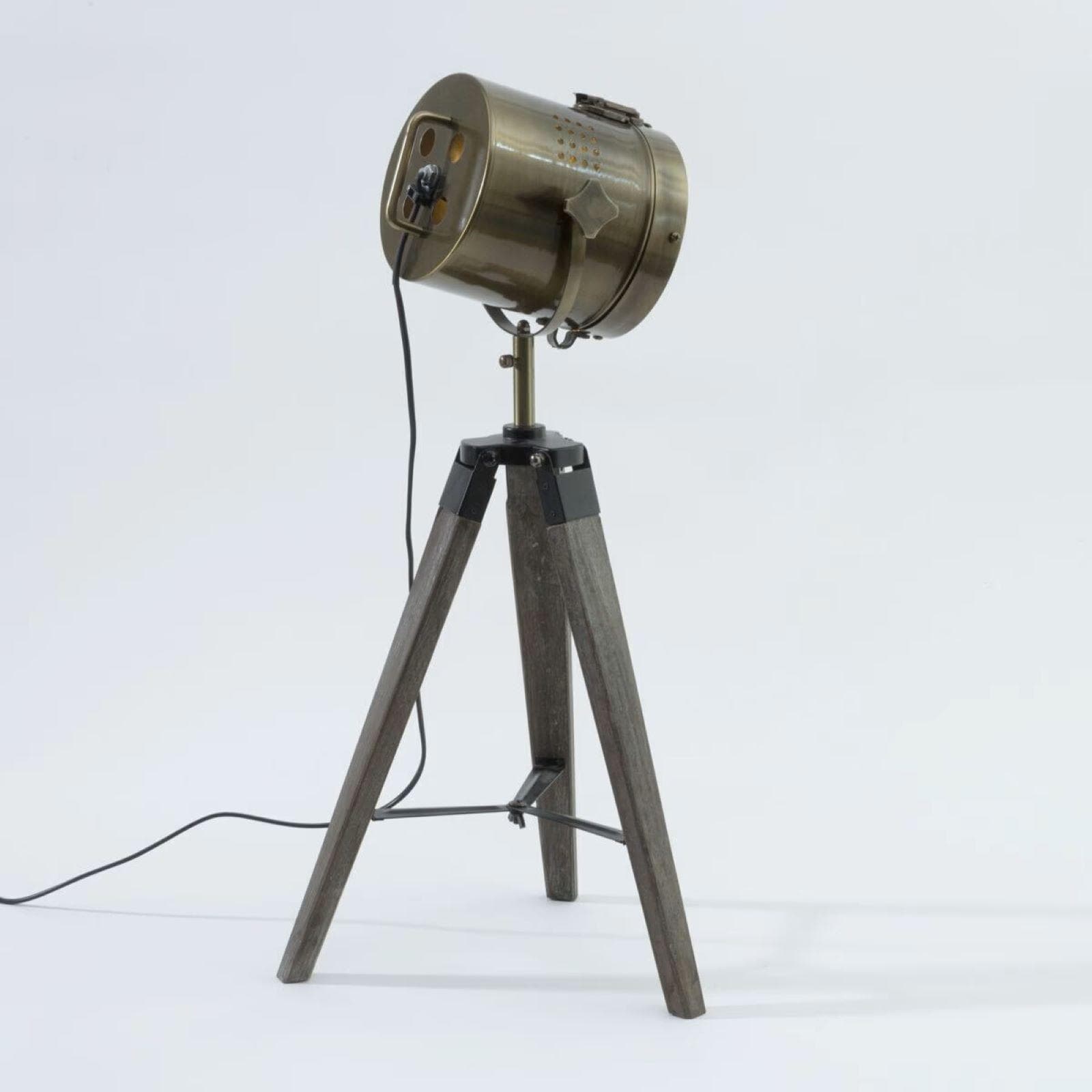 Lampada da tavolo 68h cm in legno di pino e metallo bronzo