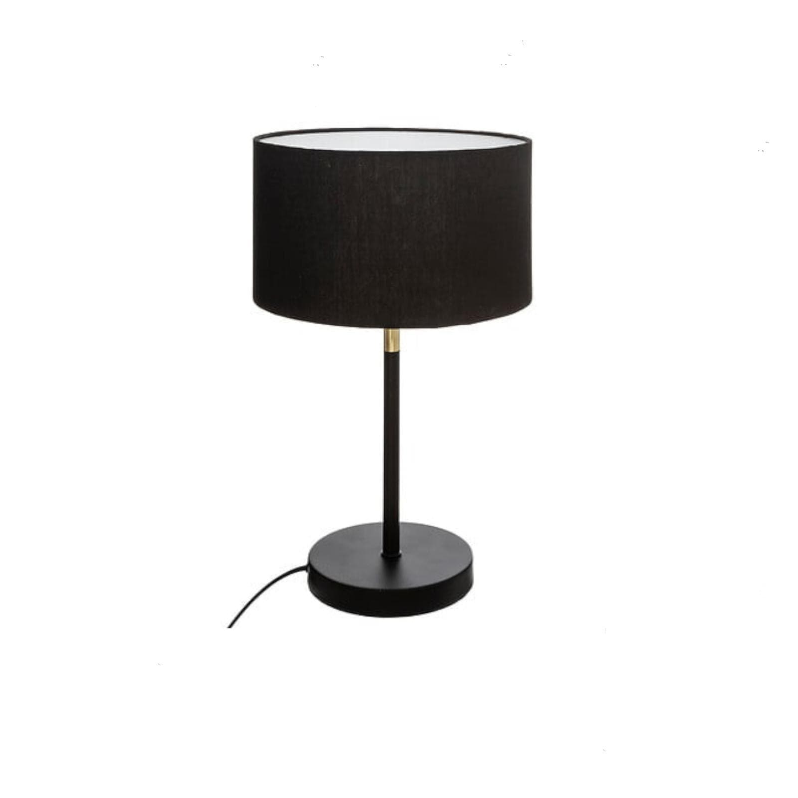 Lampada da tavolo rotonda 22 cm in acciaio nero e dettagli oro - Alien