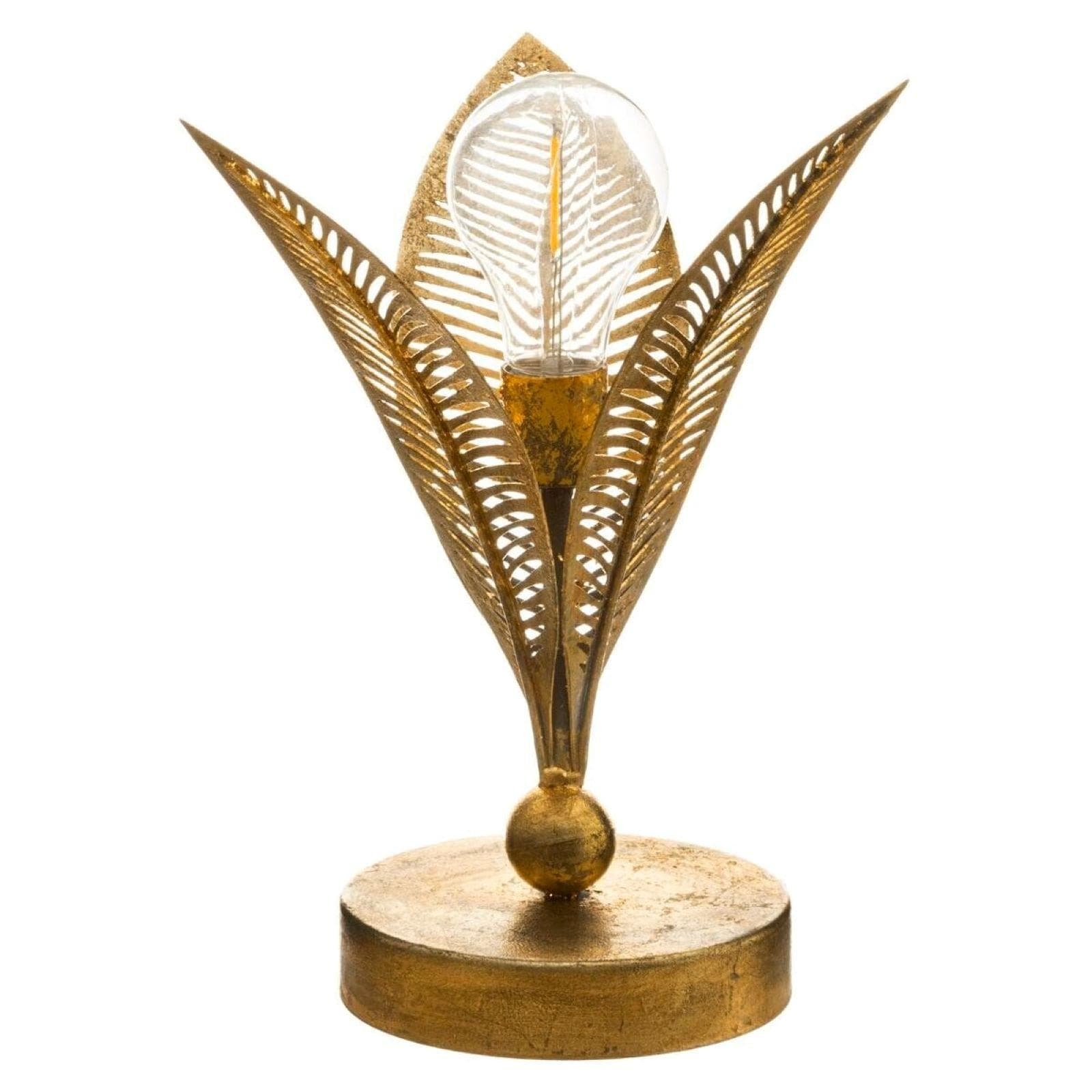 Lampada d'appoggio 25 h cm a forma di foglie in metallo oro