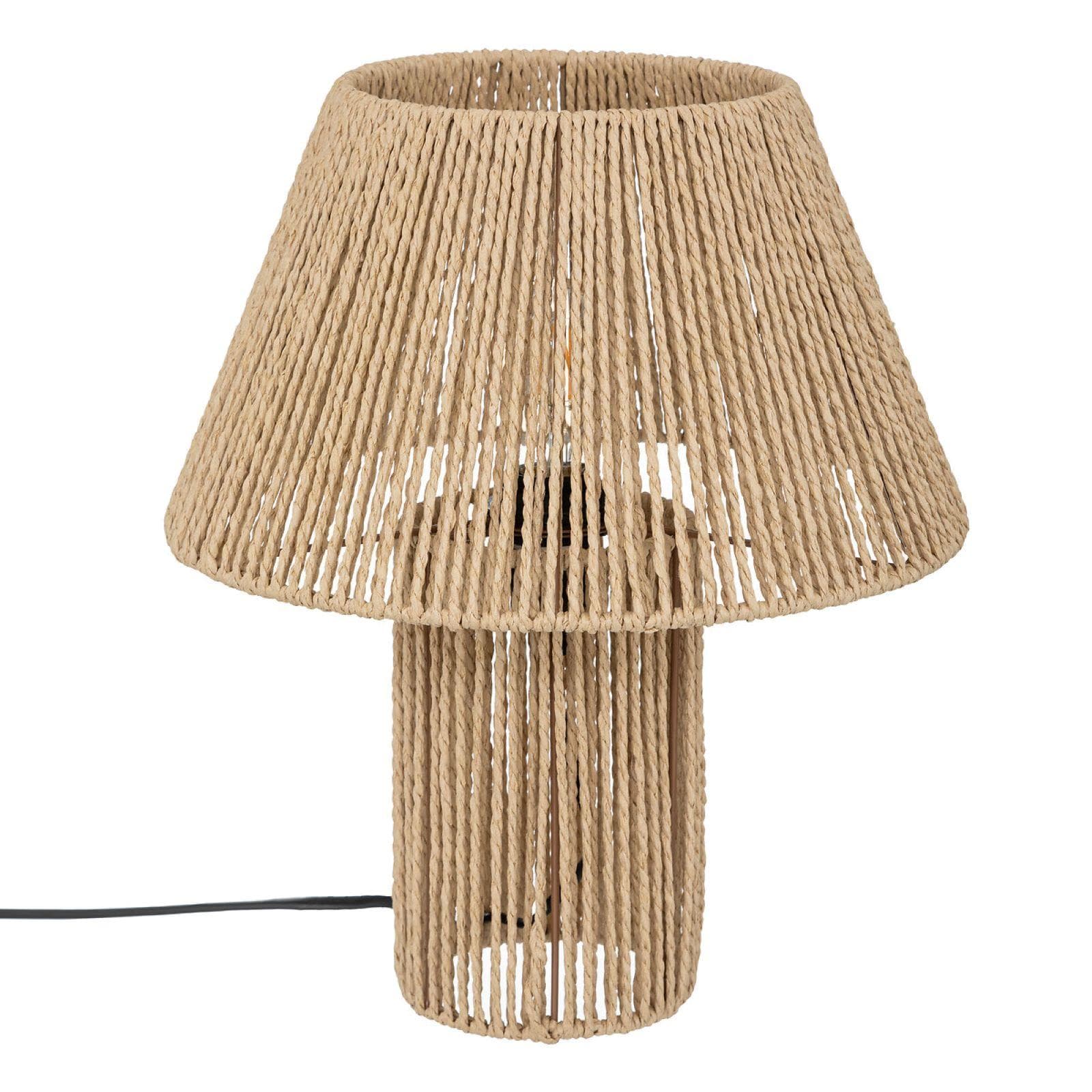 Lampada d'appoggio 38 h cm in acciaio ed intreccio in corda
