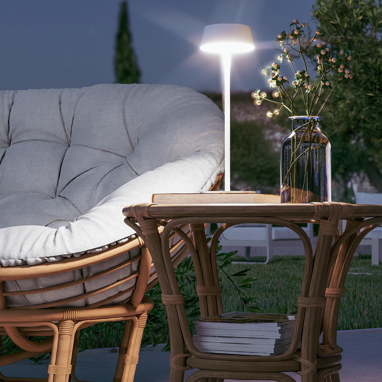 Lampada LED da tavolo portatile in alluminio bianco - Daikiri