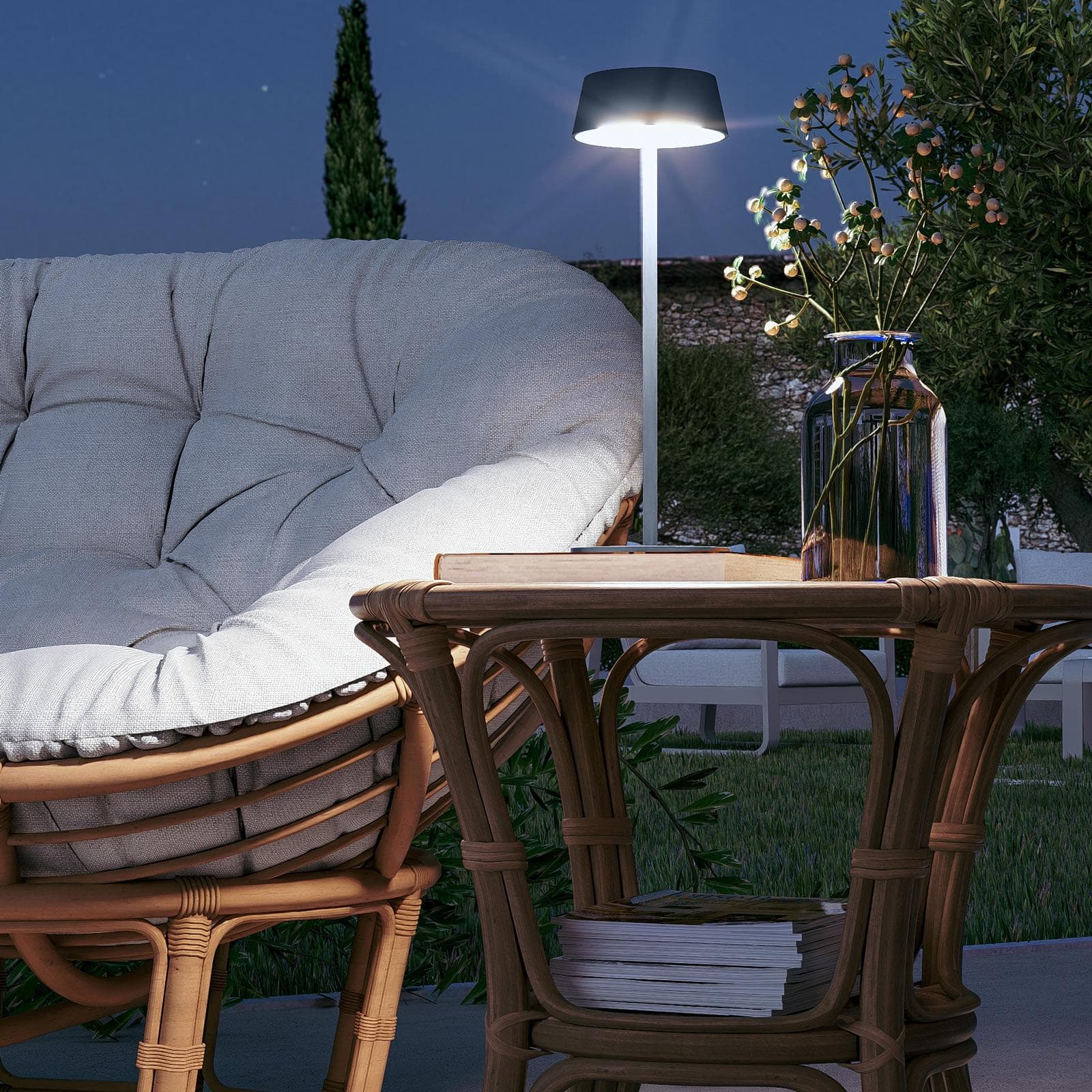 Lampada LED da tavolo portatile in alluminio blu oceano - Daikiri