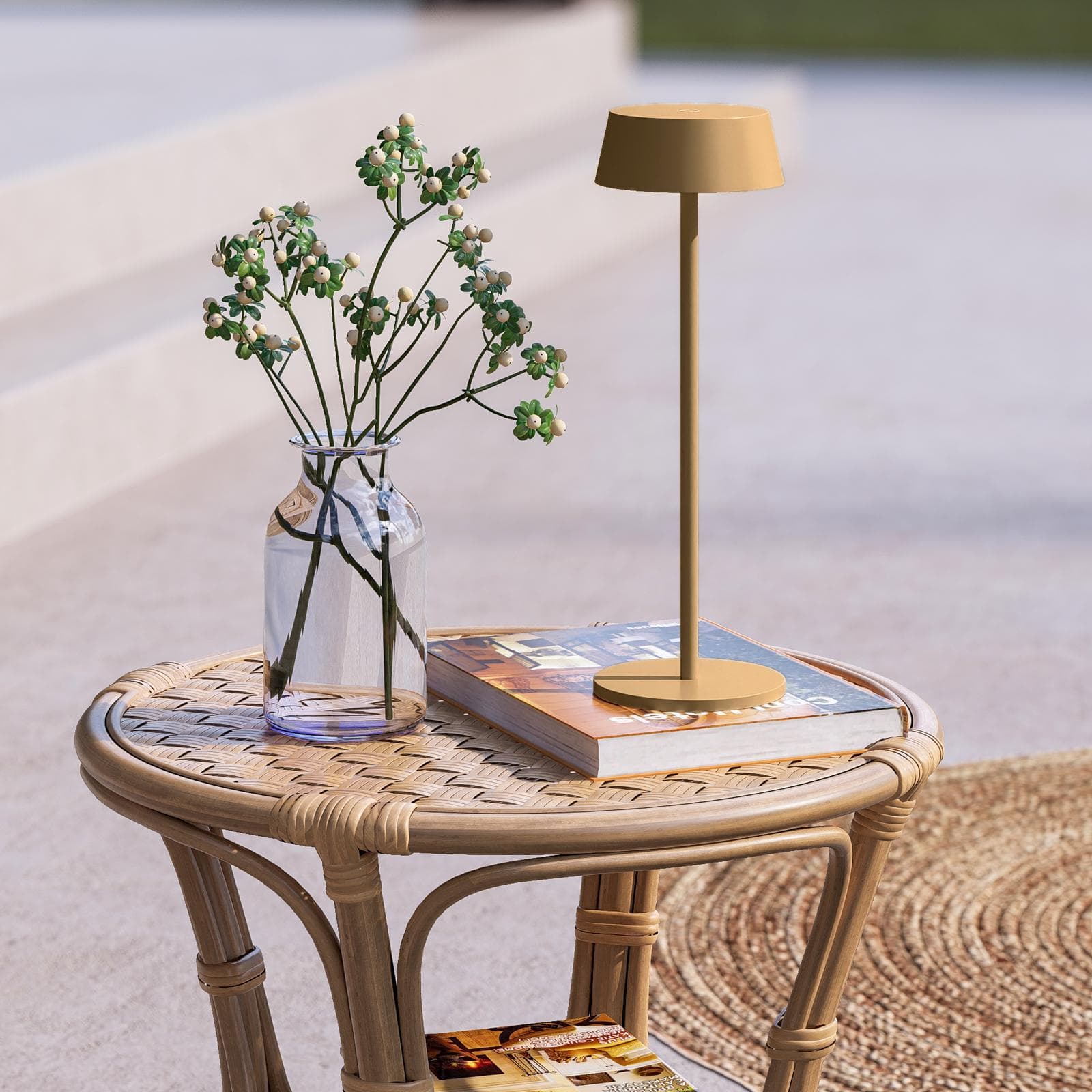 Lampada LED da tavolo portatile in alluminio cappuccino - Daikiri