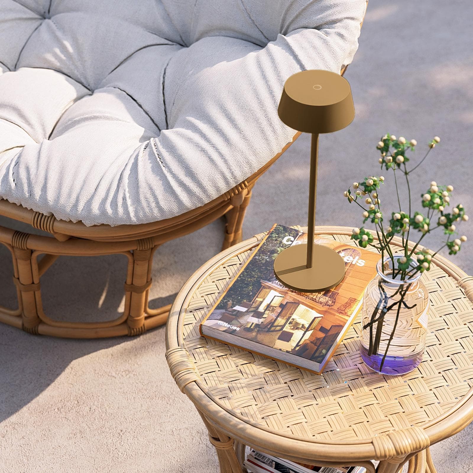 Lampada LED da tavolo portatile in alluminio cappuccino - Daikiri