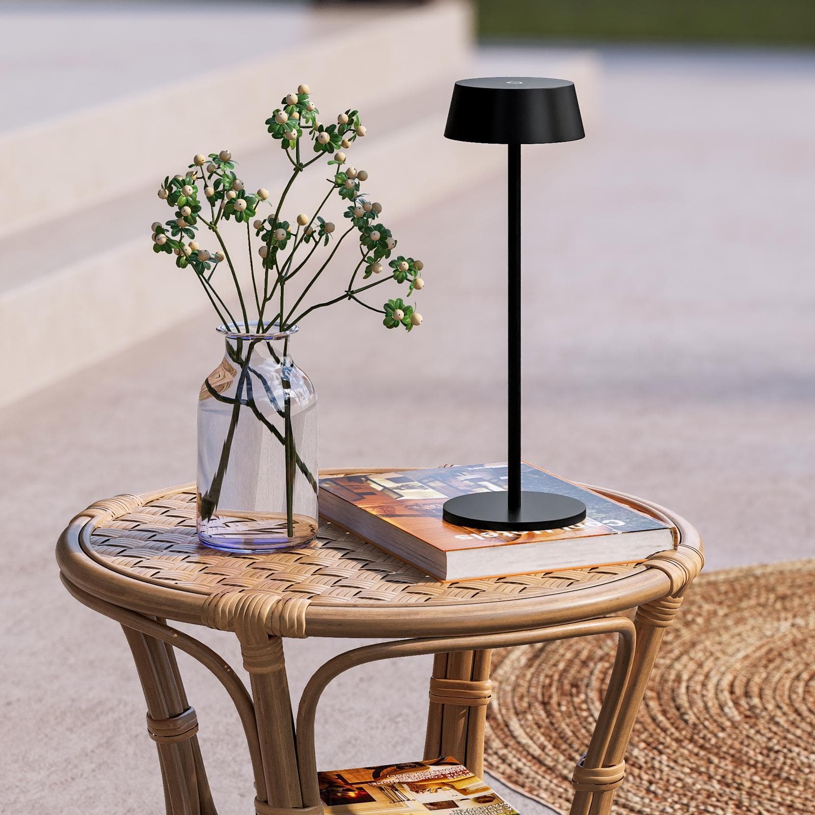 Lampada LED da tavolo portatile in alluminio nero - Daikiri