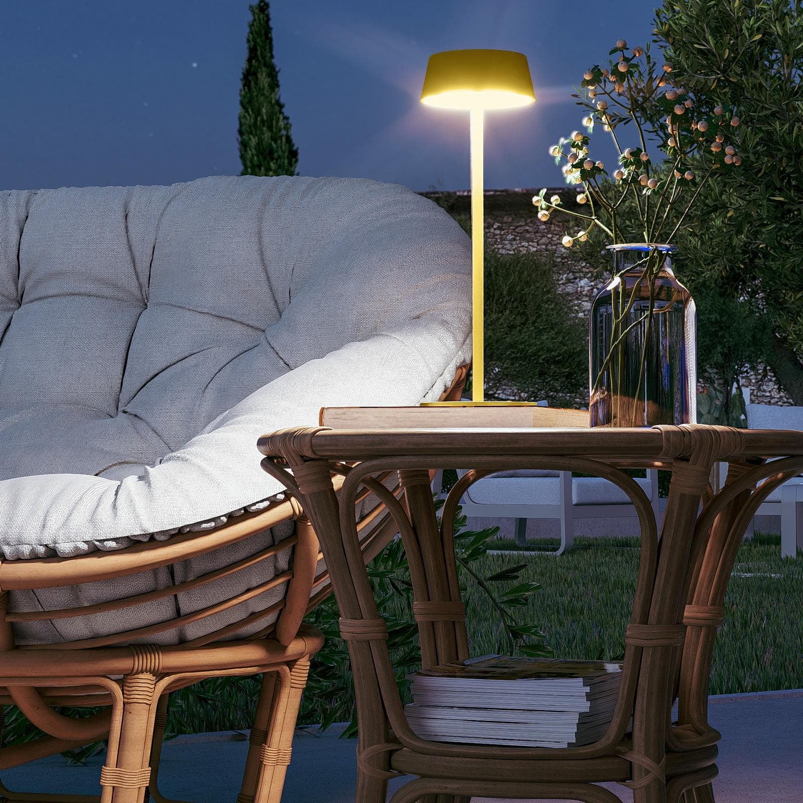 Lampada LED da tavolo portatile in alluminio senape - Daikiri