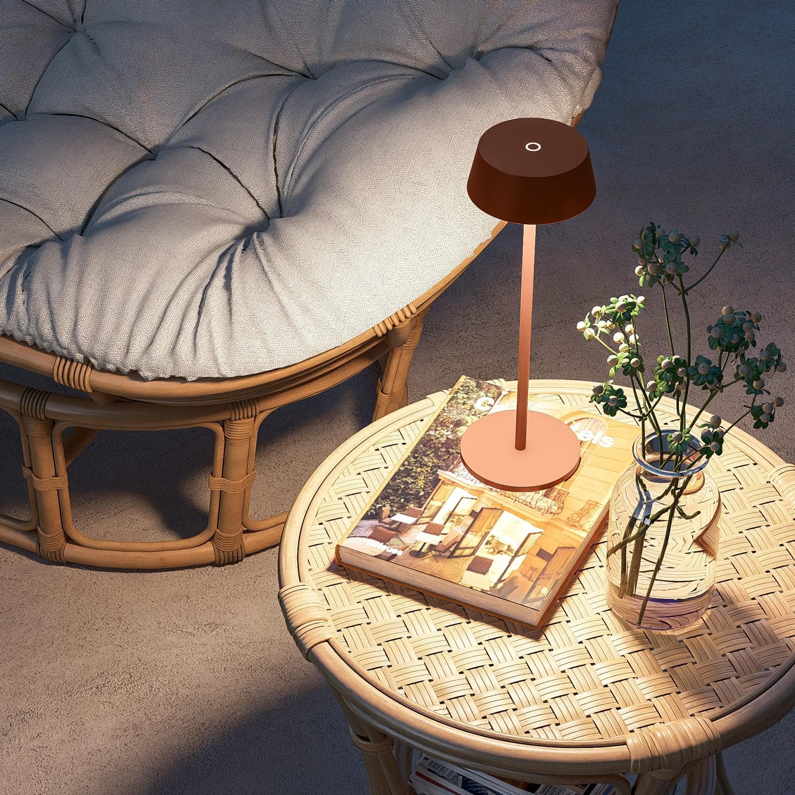 Lampada LED da tavolo portatile in alluminio terracotta - Daikiri