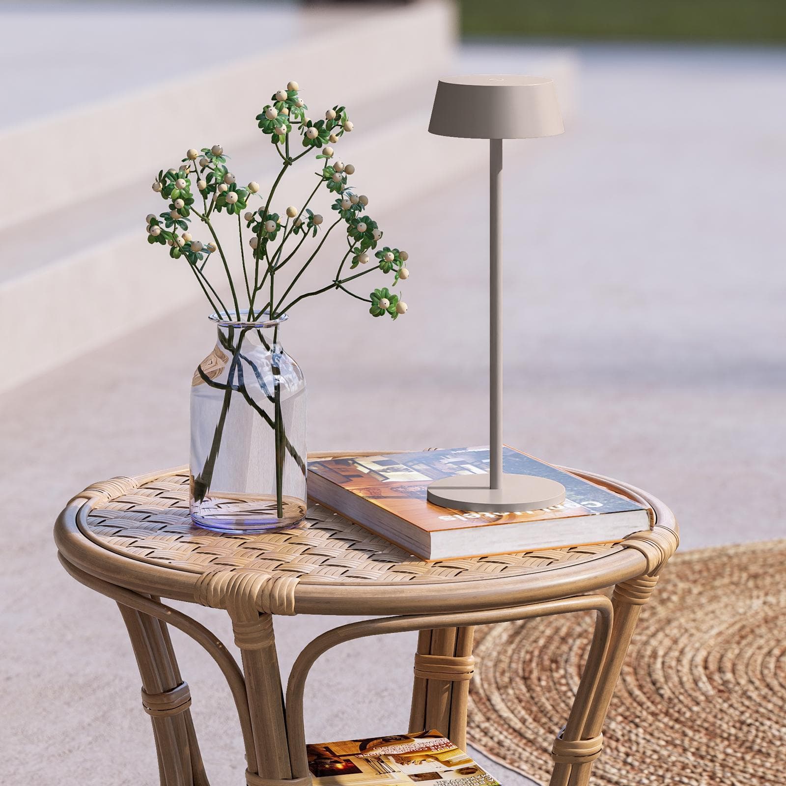 Lampada LED da tavolo portatile in alluminio tortora - Daikiri