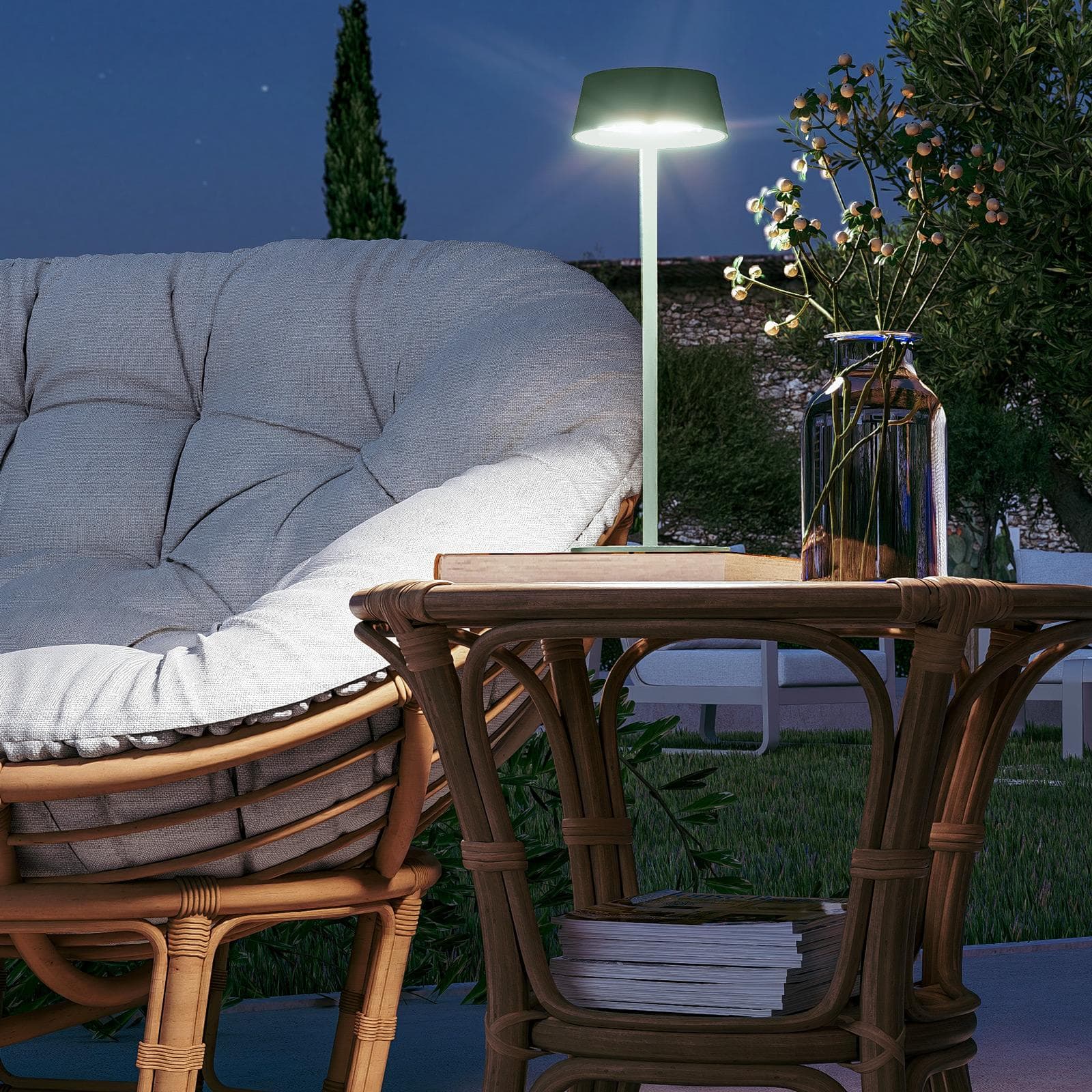 Lampada LED da tavolo portatile in alluminio verde salvia - Daikiri