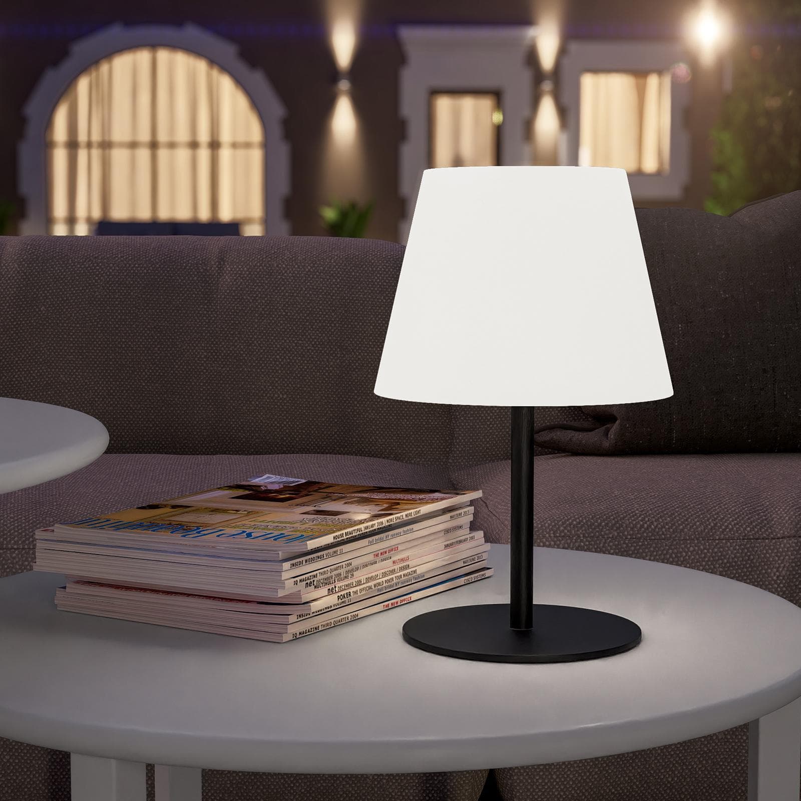Lampada LED portatile paralume rotondo 15 cm in alluminio nero - Sazerac