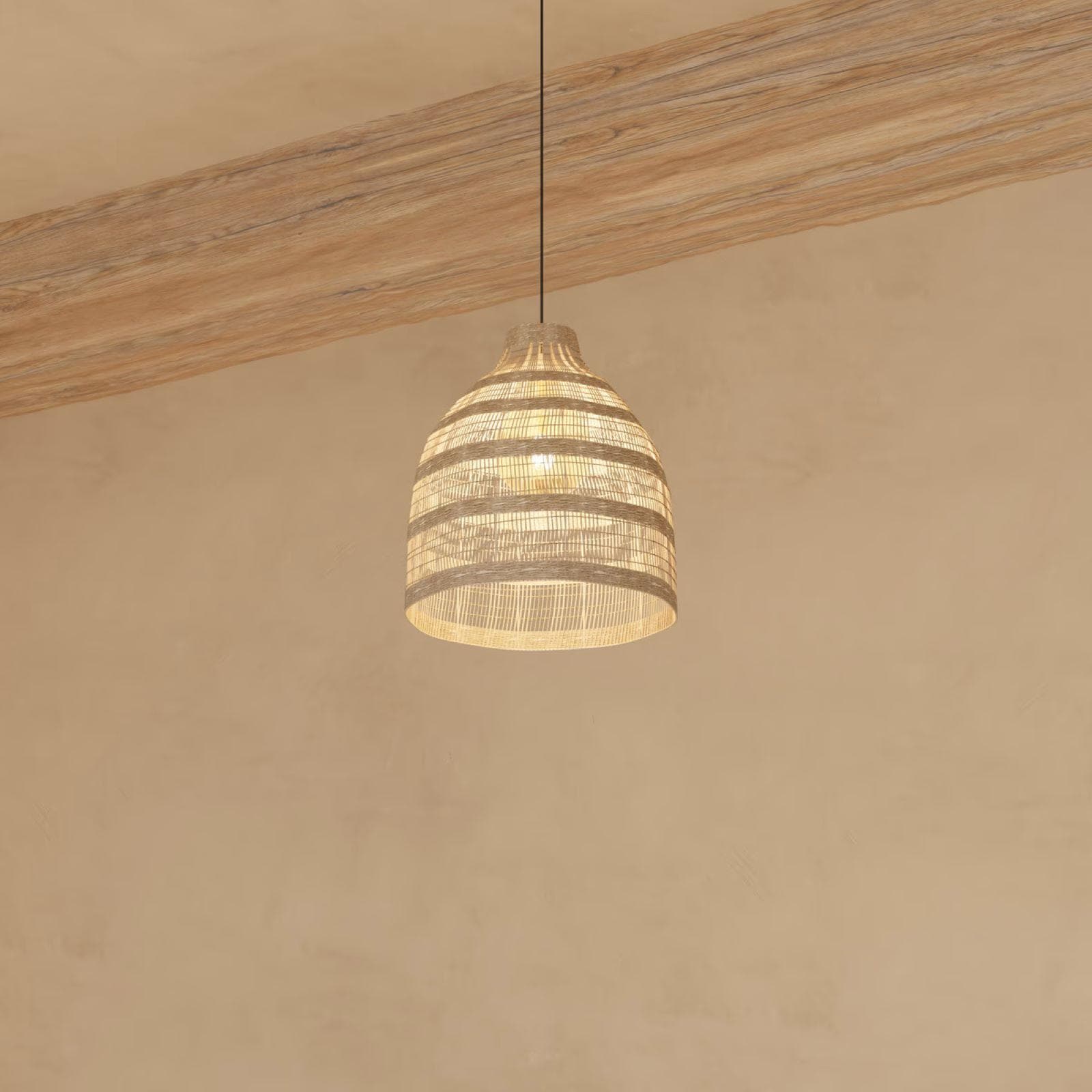 Lampada sospesa rotonda 46 cm in vimini naturale