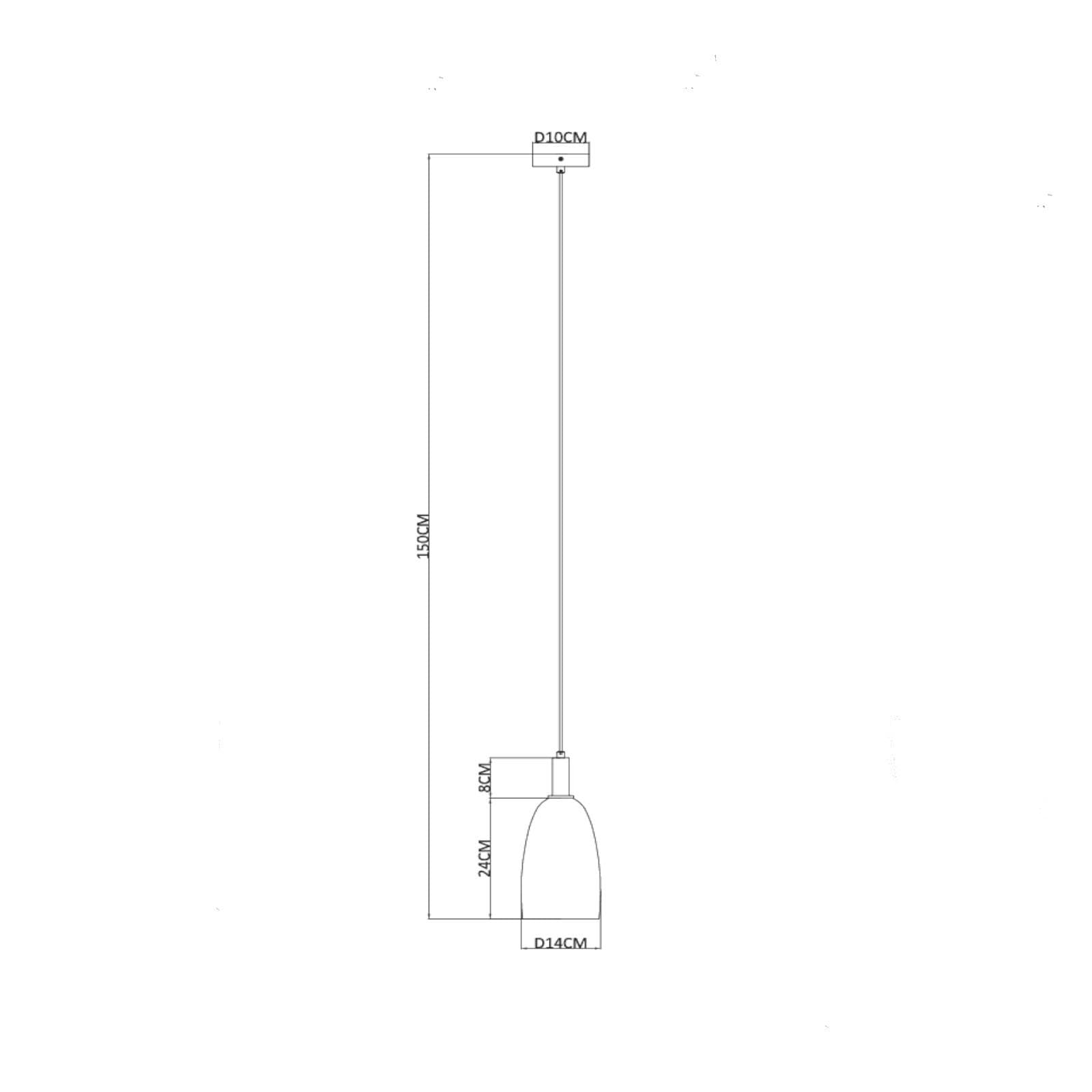 Lampada sospesa 14x150 h cm in metallo nero con diffusore in vetro cromo