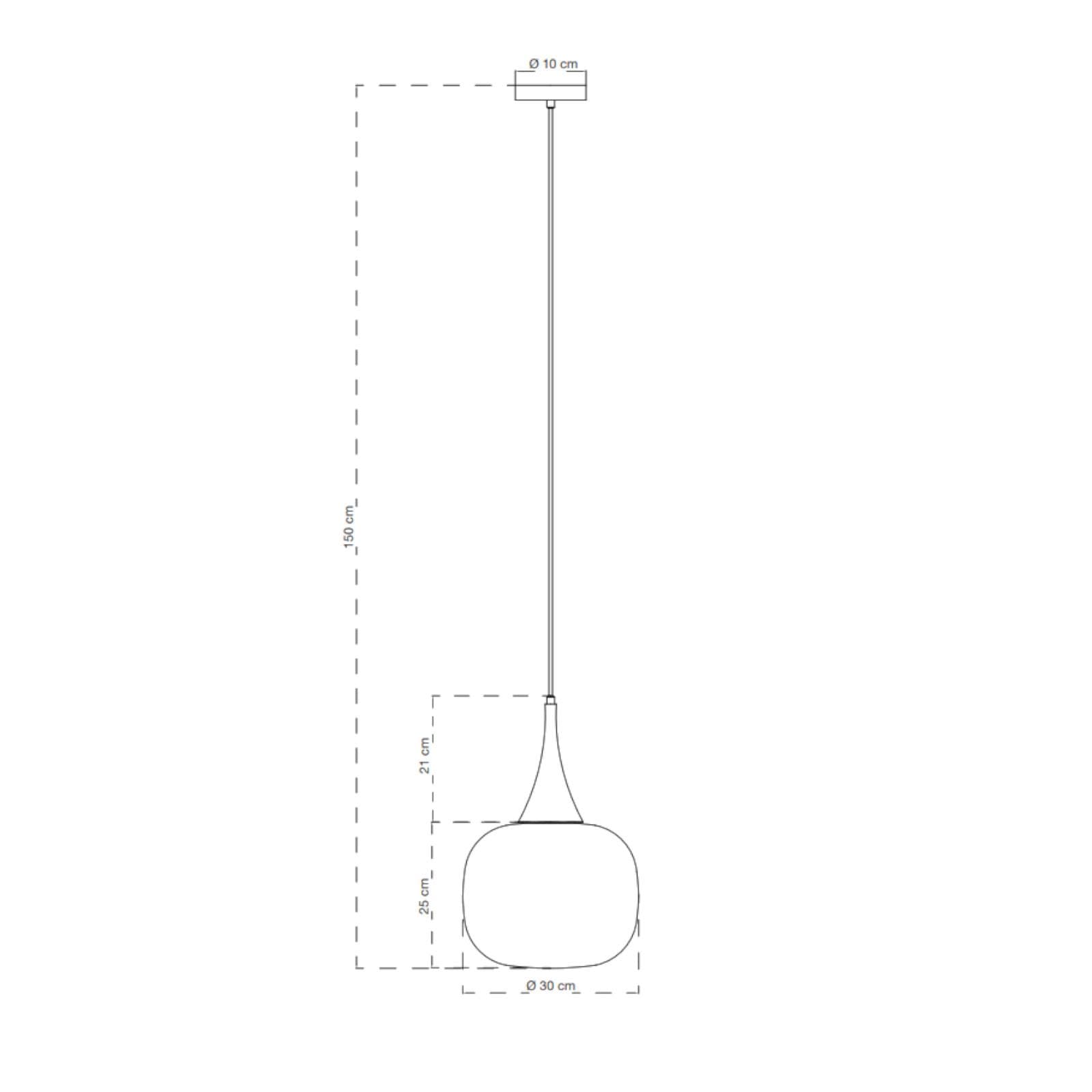 Lampada sospesa 150x30 cm in metallo con diffusore in vetro opale bianco