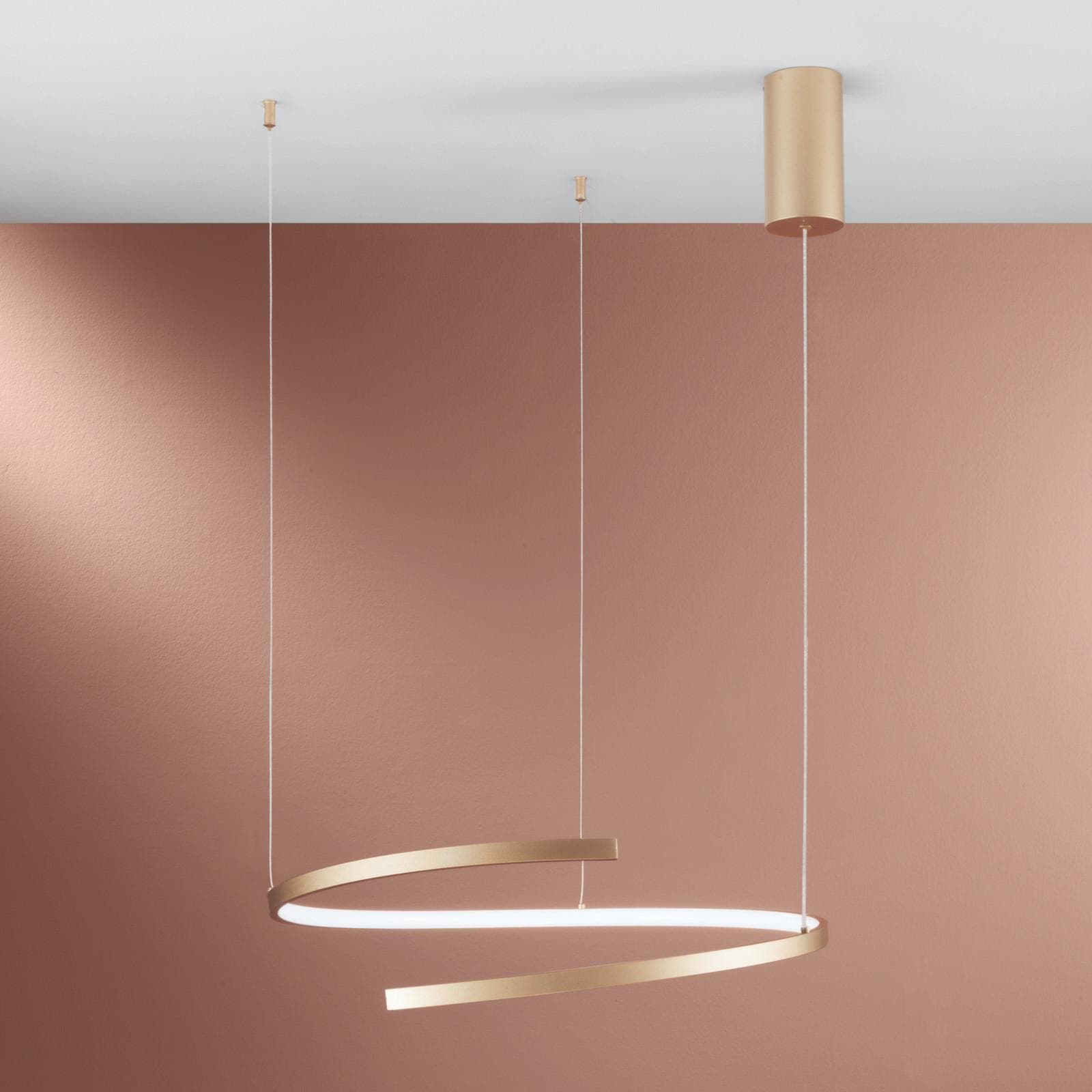 Lampada sospesa 150x60 cm in metallo oro