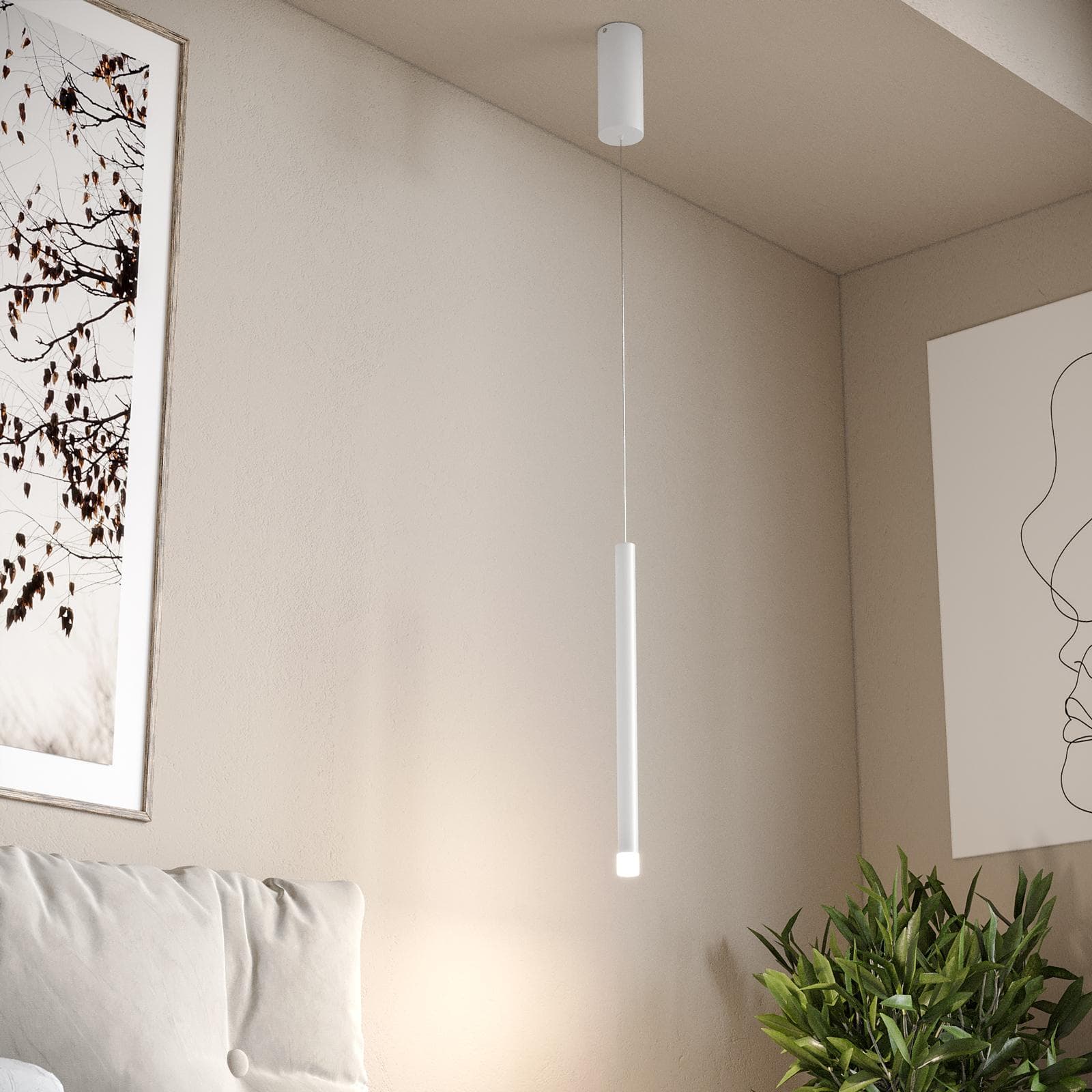 Lampada sospesa 200h cm in metallo bianco opaco - Aretha