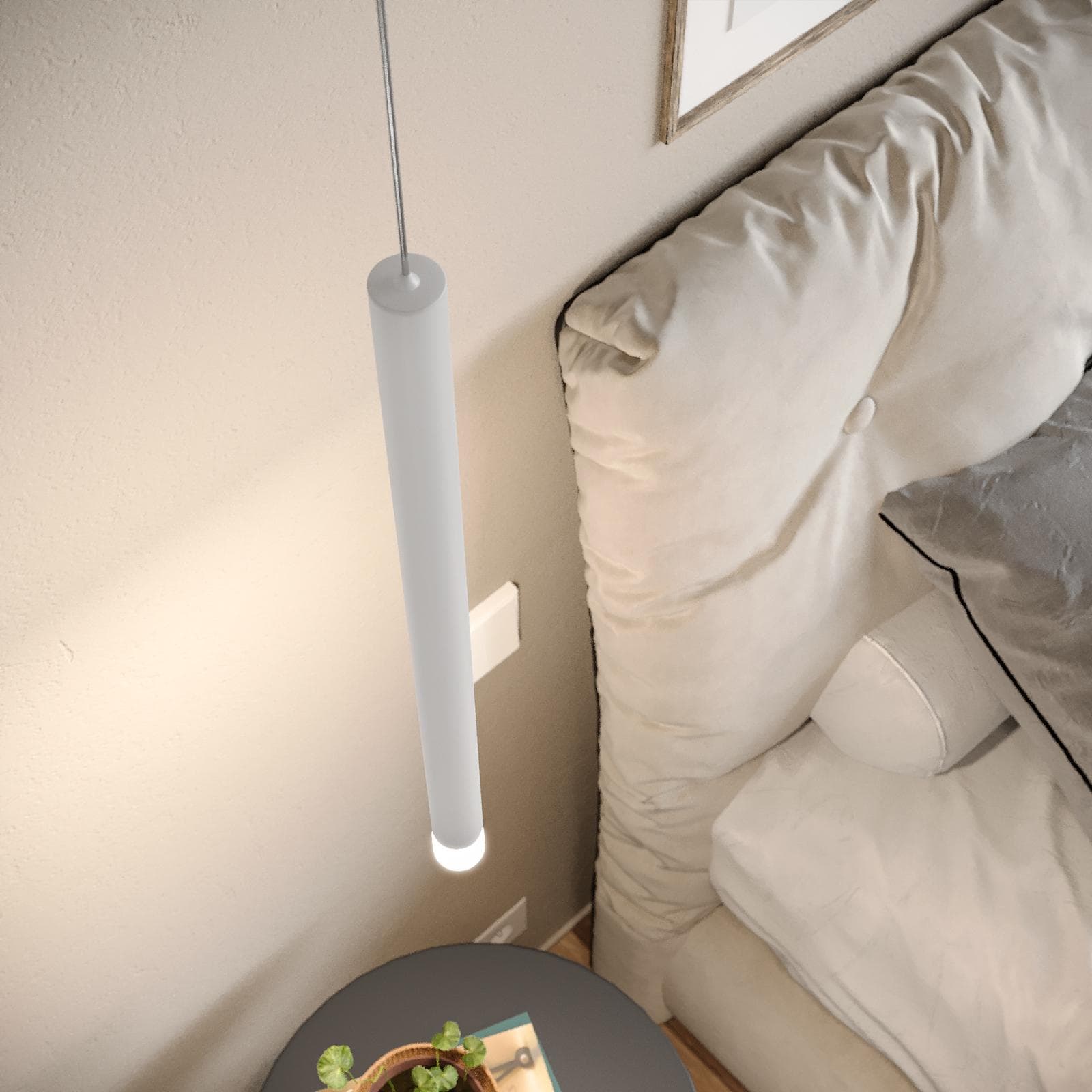 Lampada sospesa 200h cm in metallo bianco opaco - Aretha